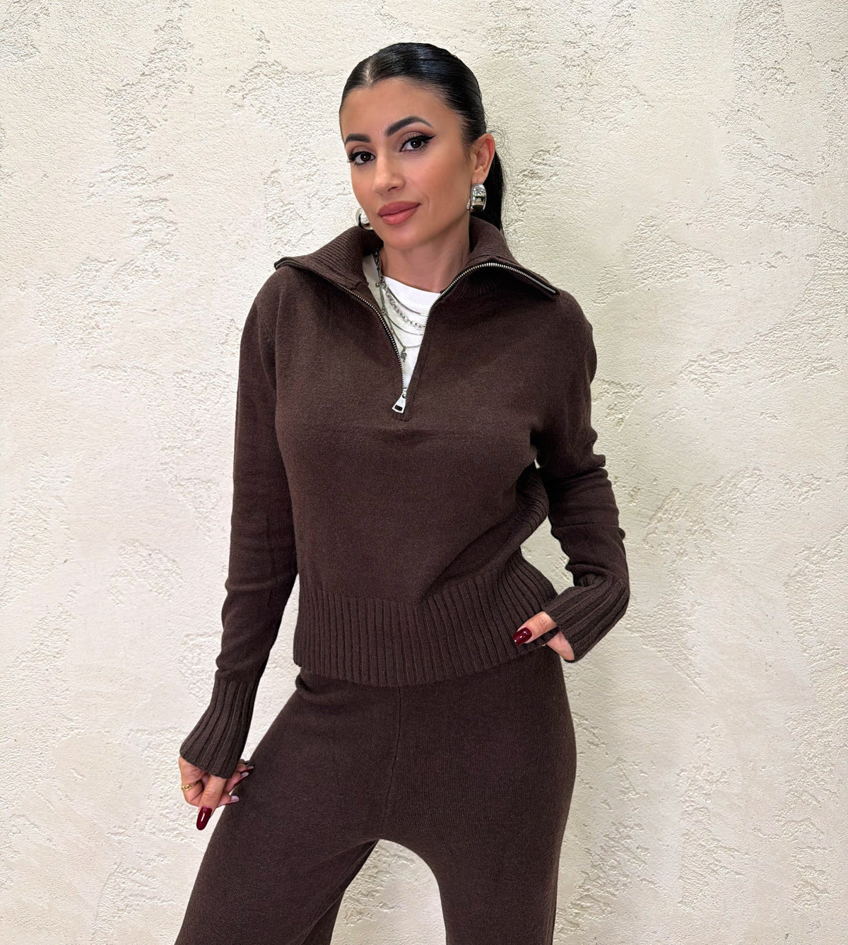 Tuta in maglia "Comfy" zip corta