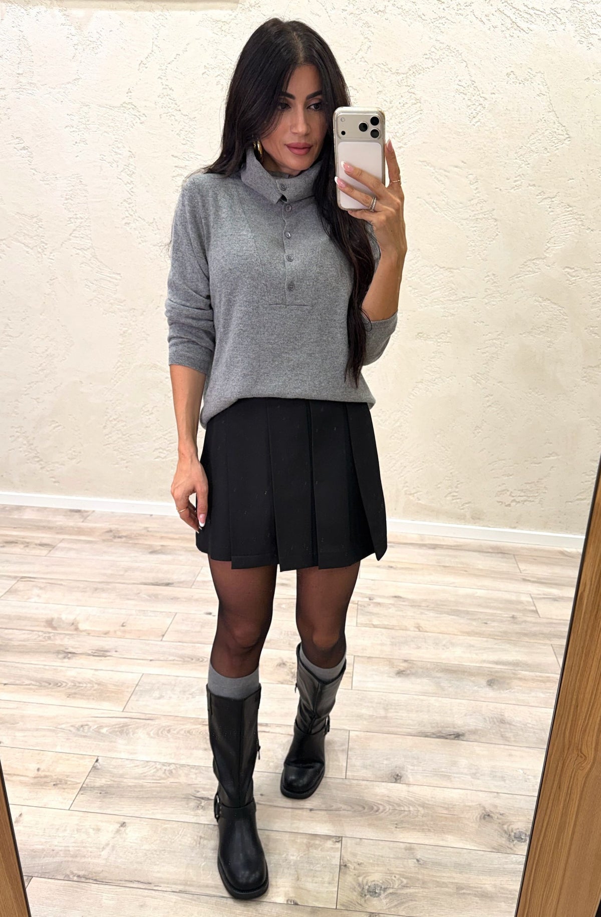 Pullover polo in misto lana e cashmere