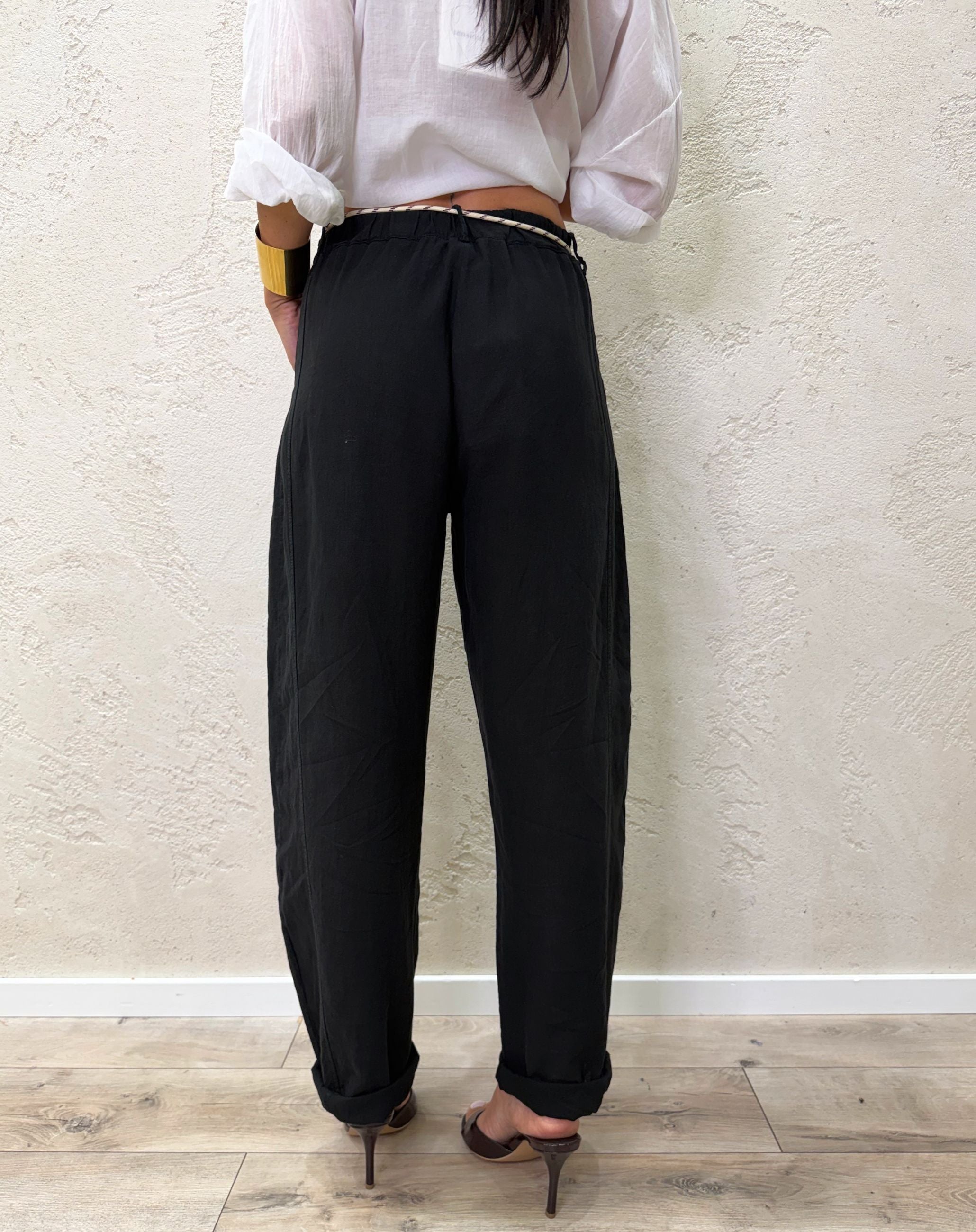 Pantalone misto lino a ovetto