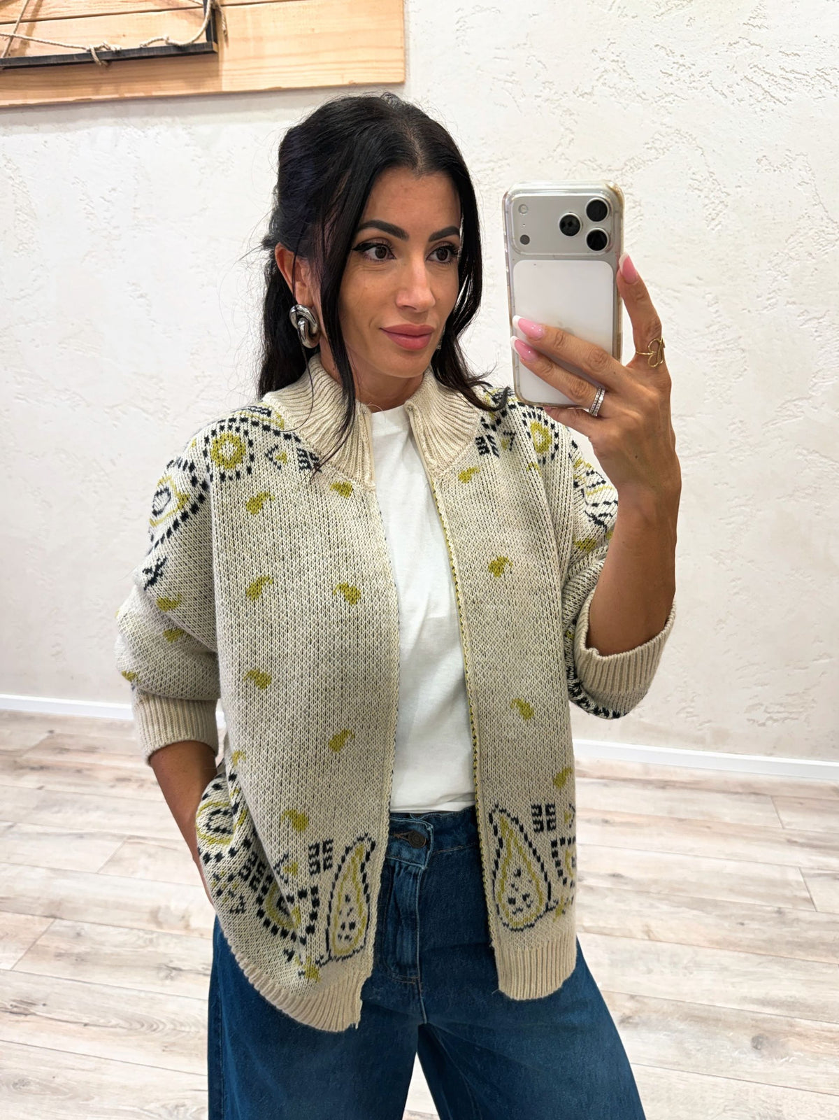 Pullover bandana con zip e collo alto