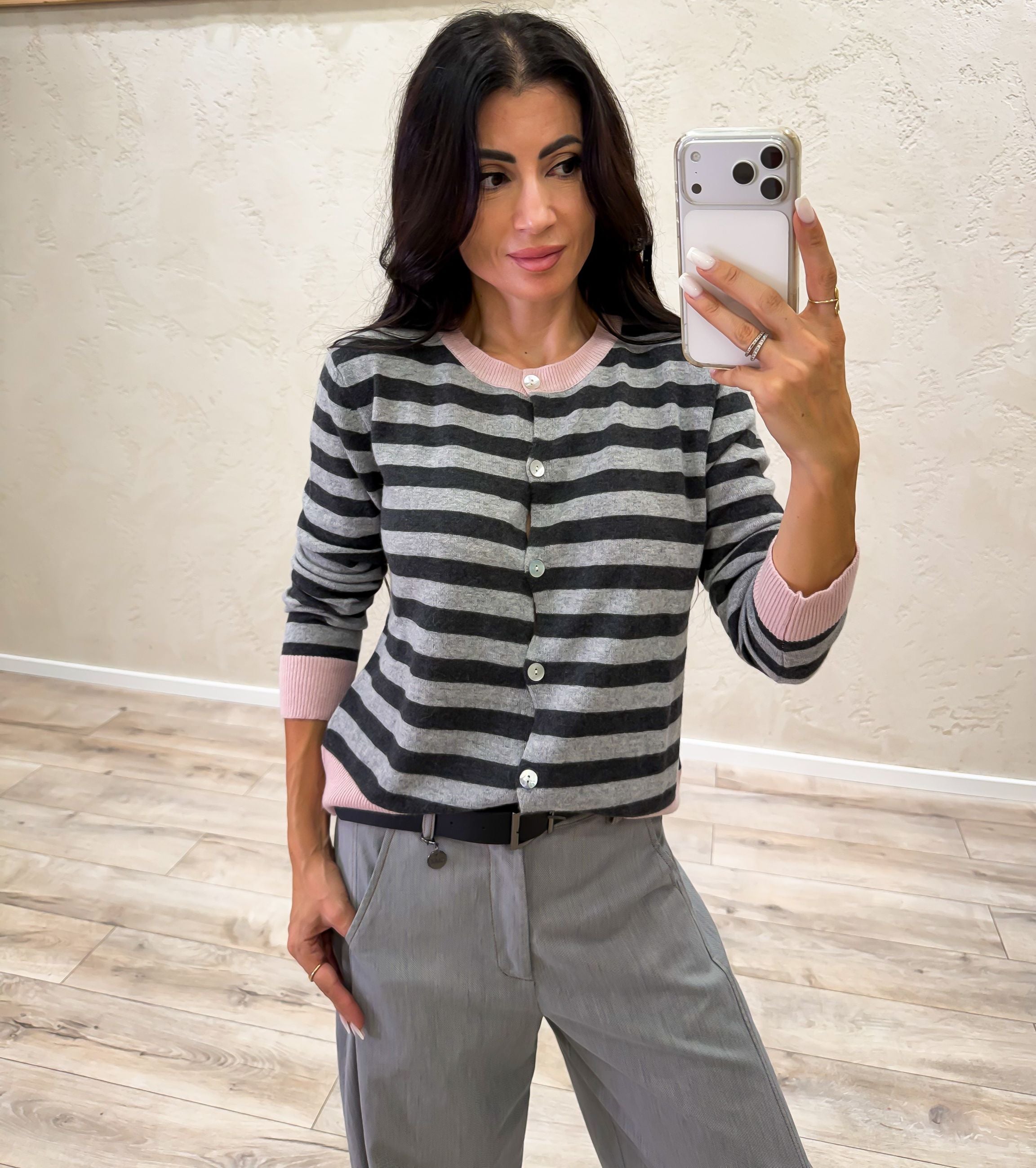 Cardigan a righe con bottoni