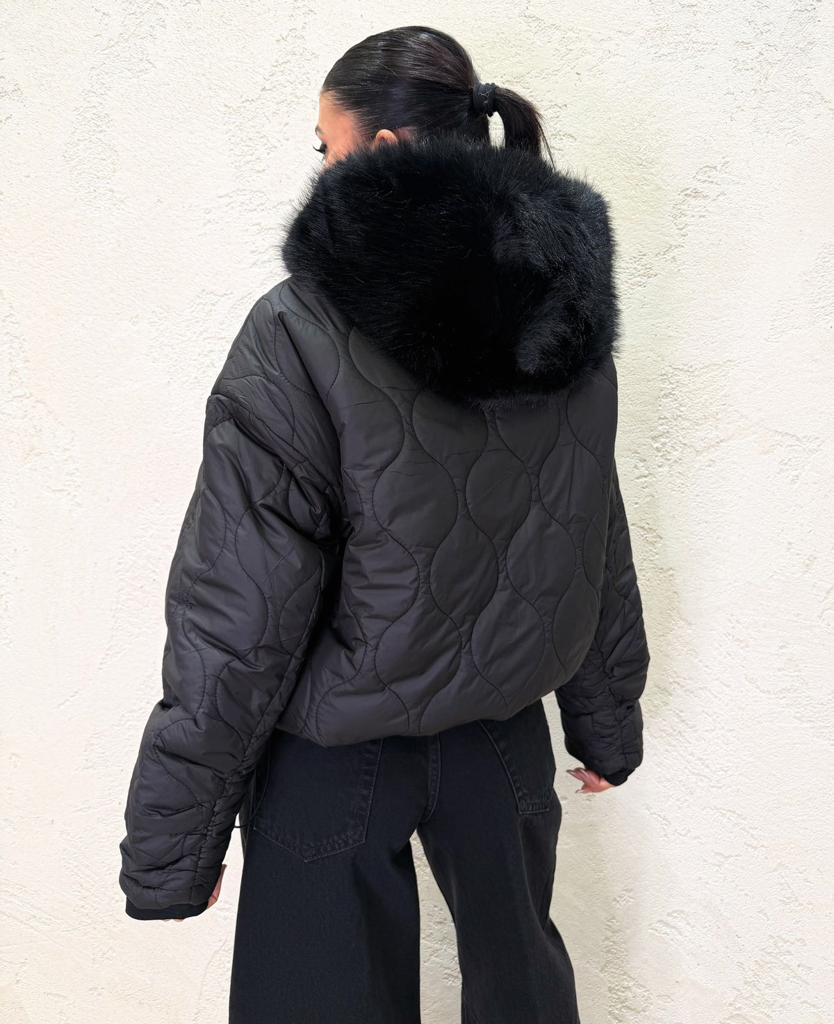 Bomber maya trapuntato double face con ecopelliccia