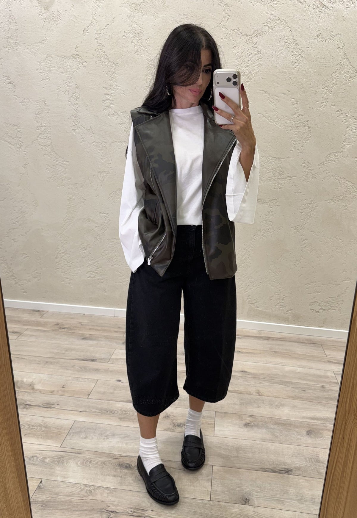 Gilet camouflage in ecopelle