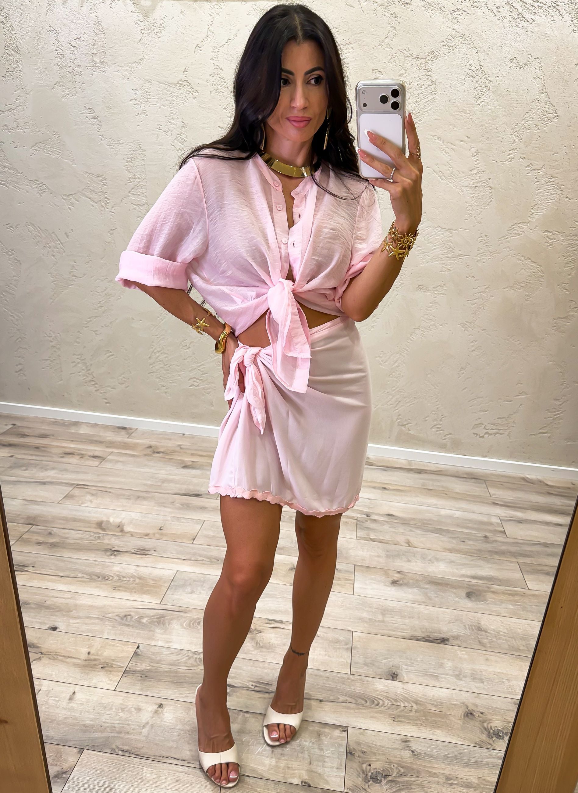 Camicia in lyocell effetto vedo non vedo