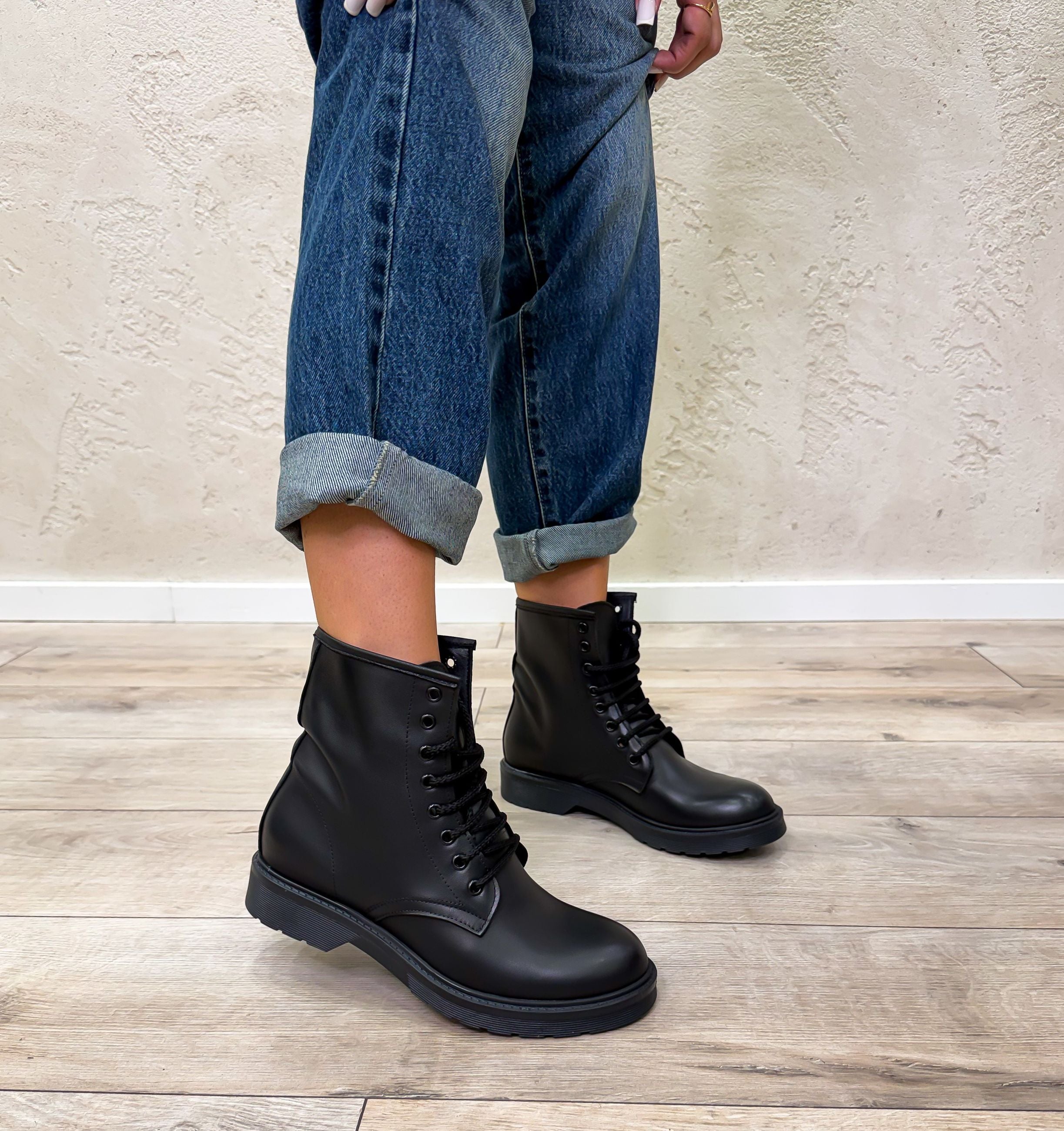 Stivaletto biker in pelle