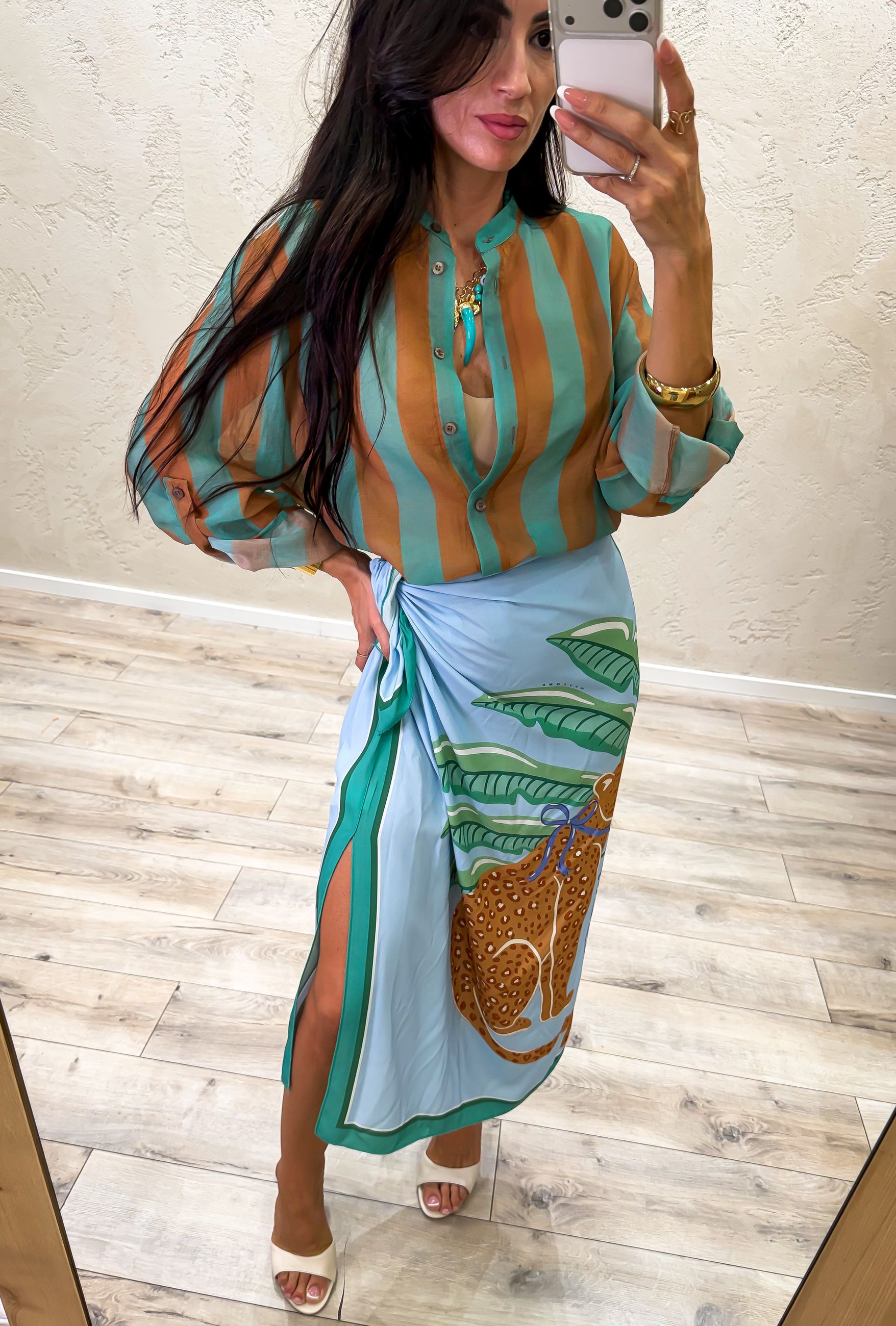 gonna midi pareo leopard oasis