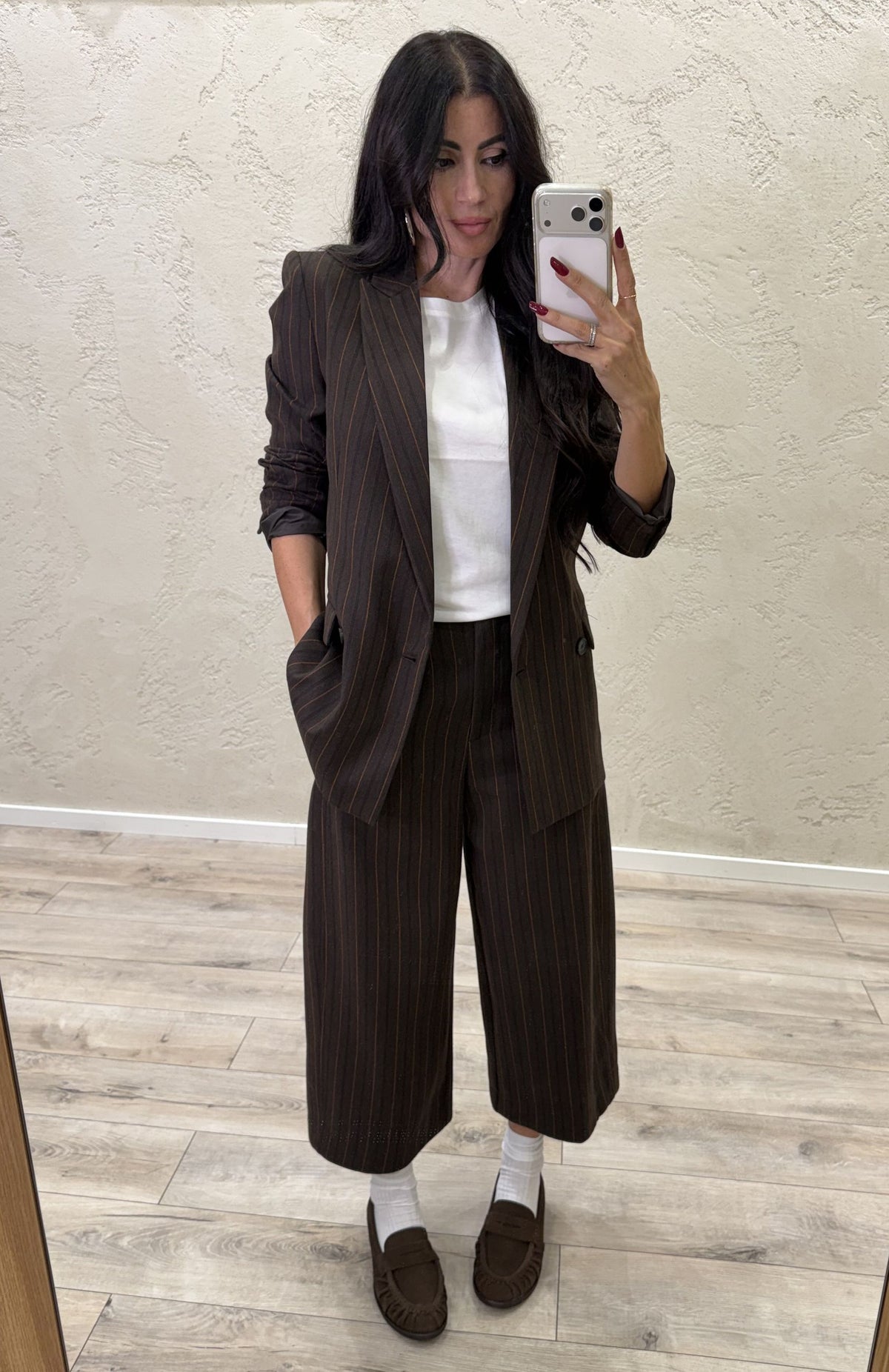 Pantalone ampio gessato