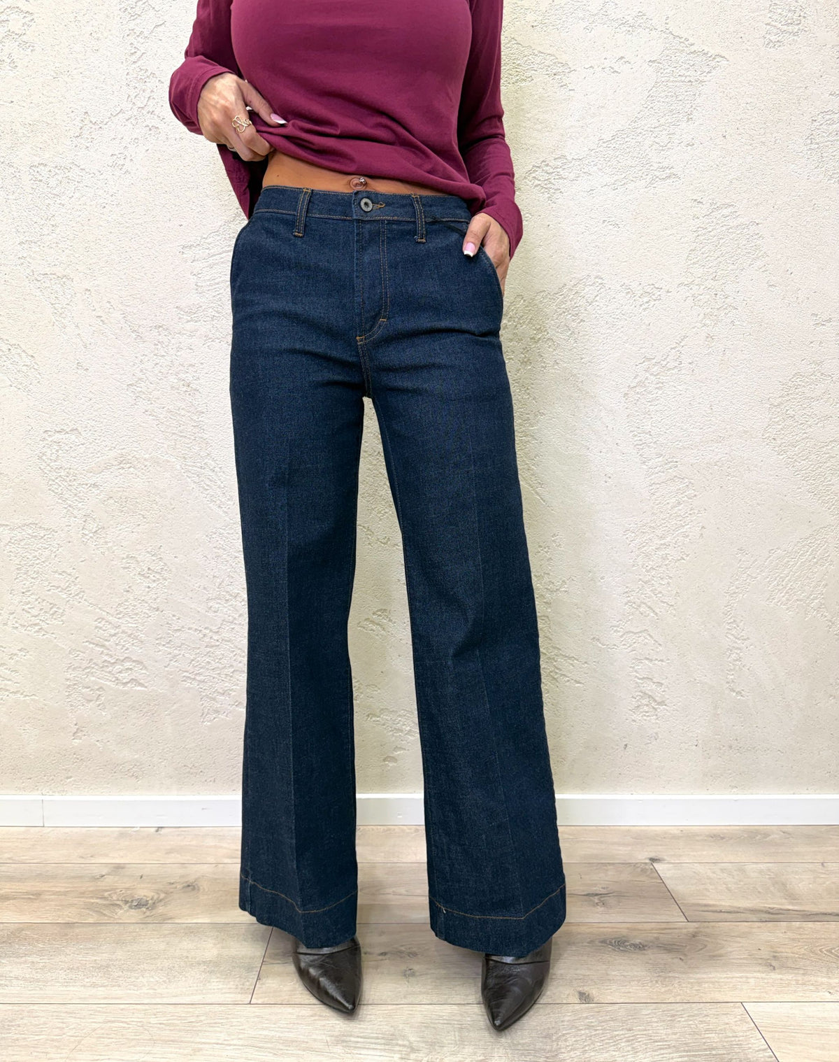 Jeans Selena a palazzo elasticizzato a vita alta