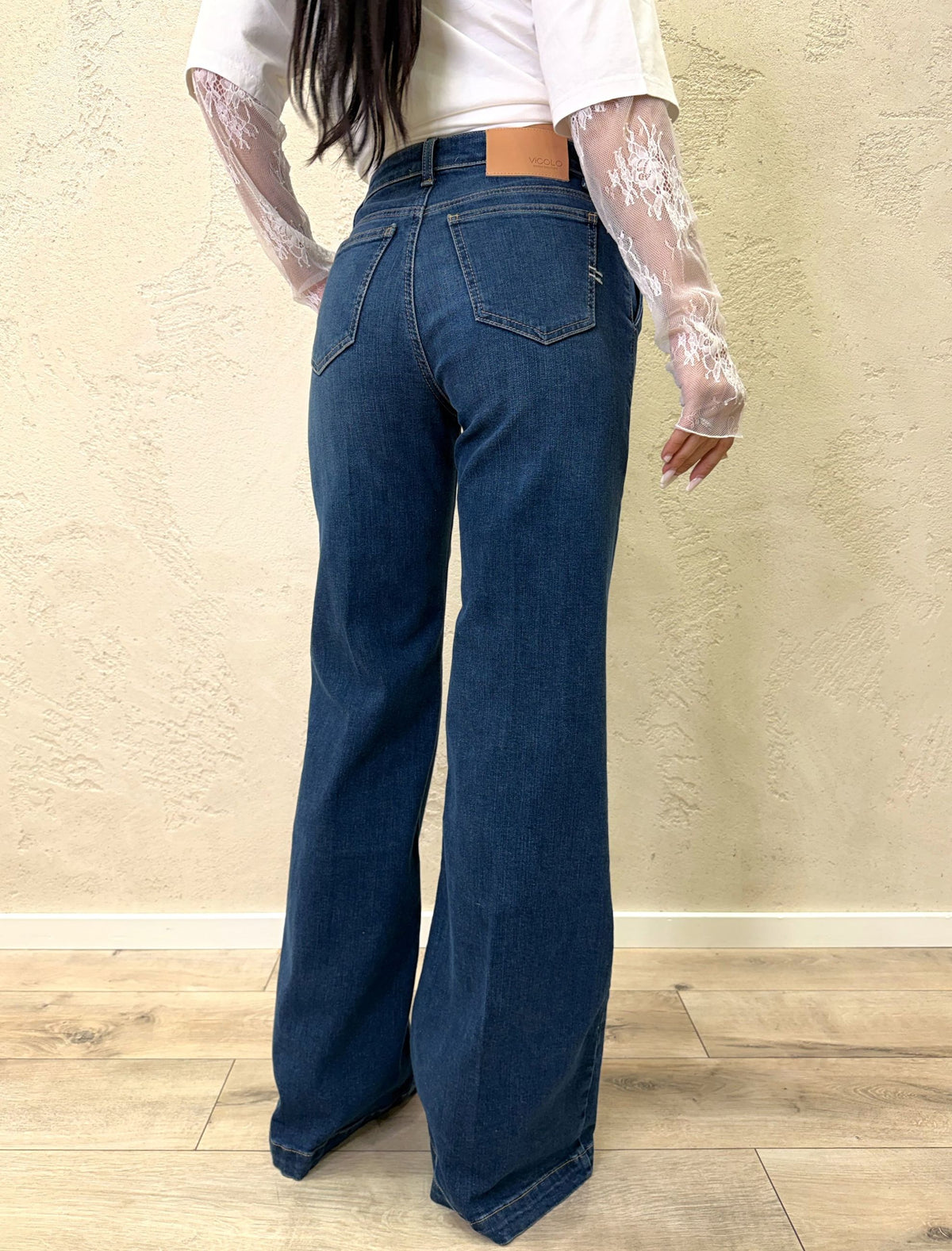 Jeans "Elena" wide leg in cotone elasticizzato