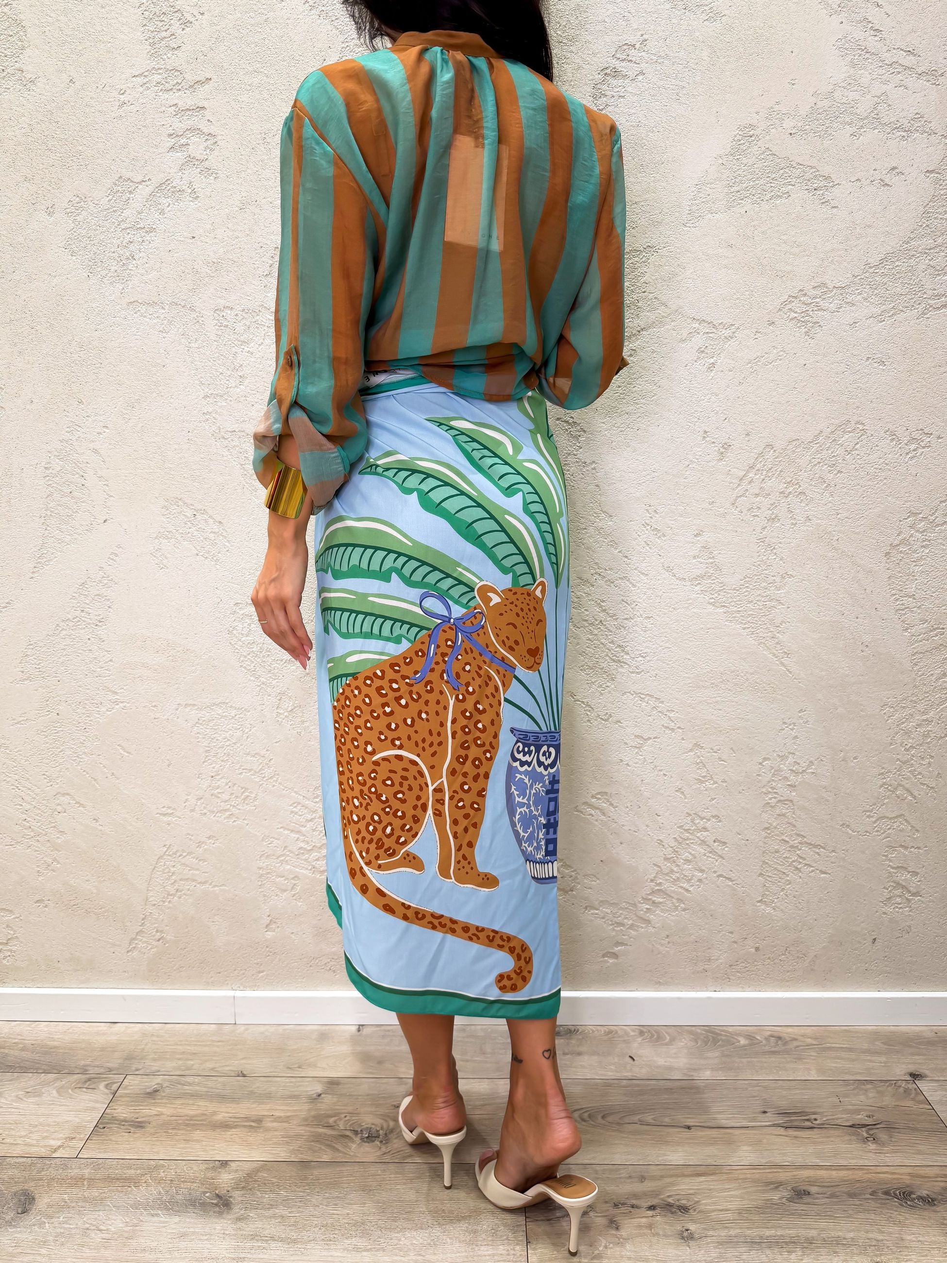 gonna midi pareo leopard oasis