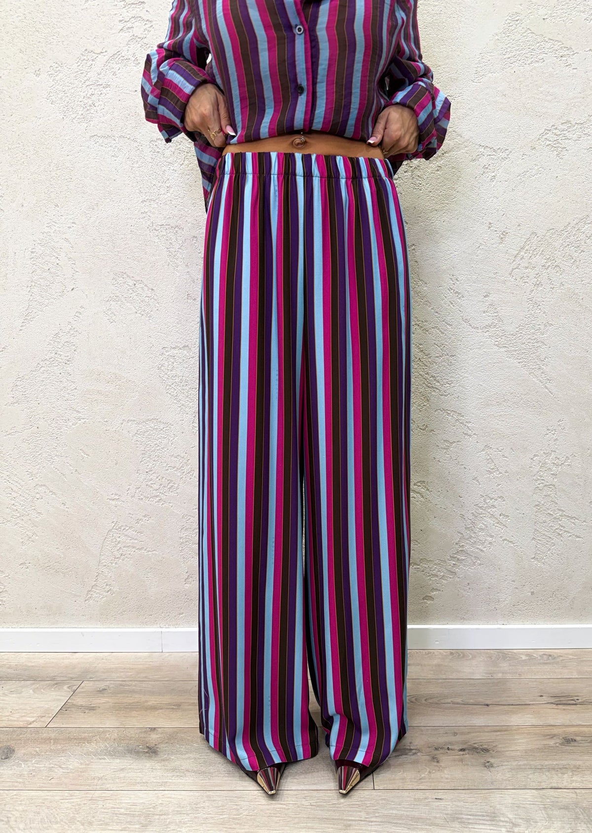 Pantalone "Nomad" a righe in viscosa