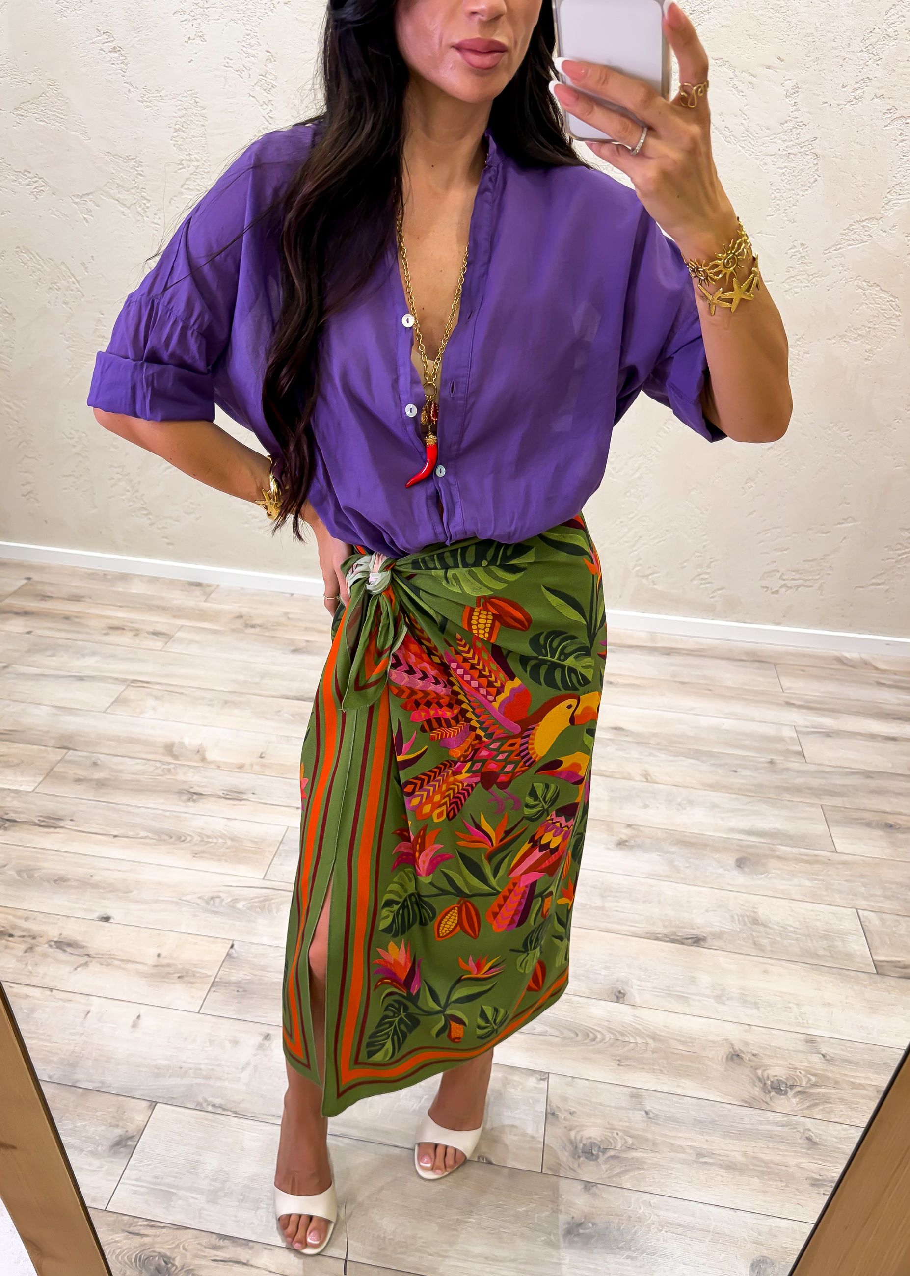 gonna midi pareo a foulard Tucani Tropicali