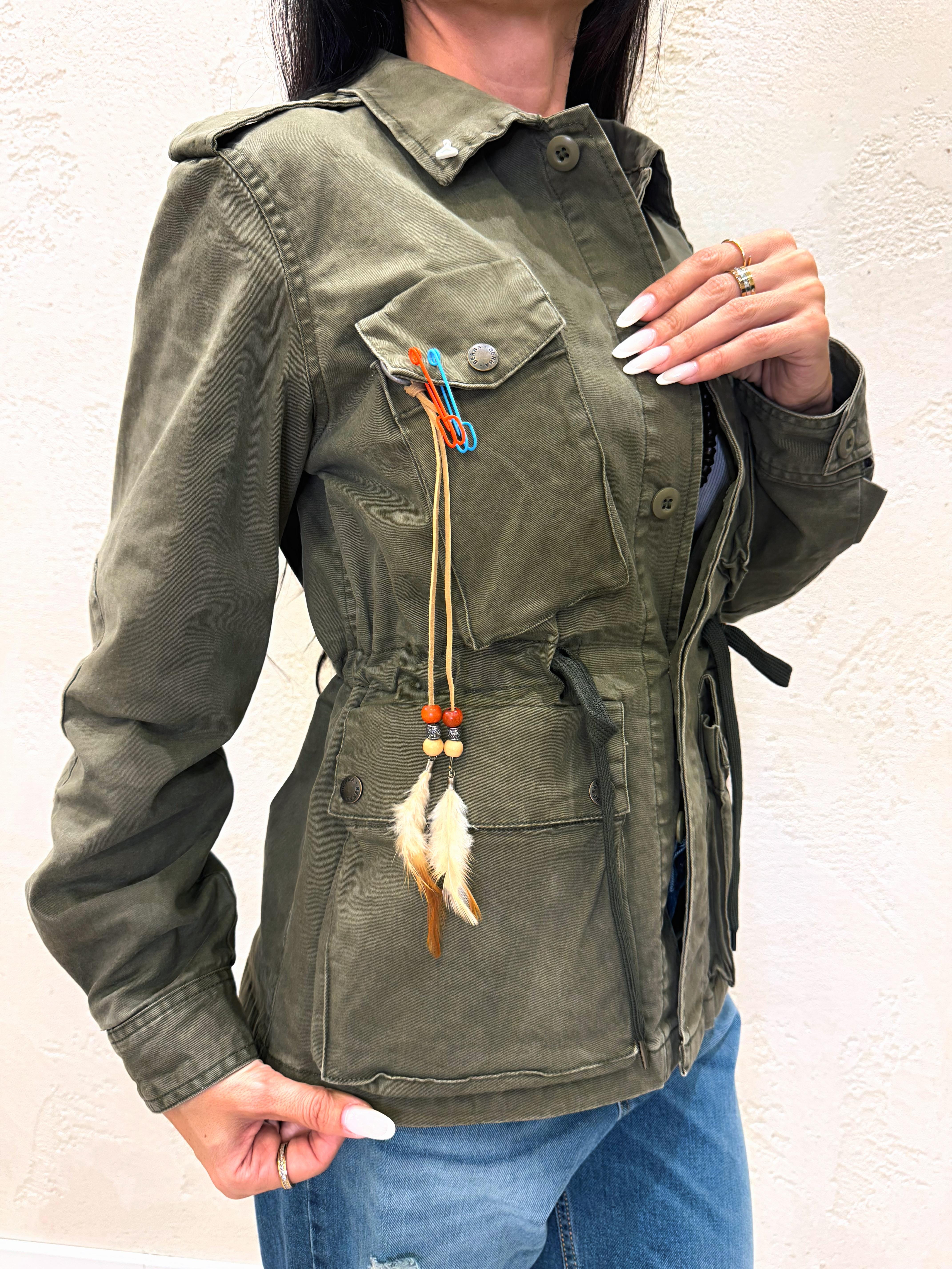 giacca sahariana indie M2522836 VERDE MILITARE3 BERNA