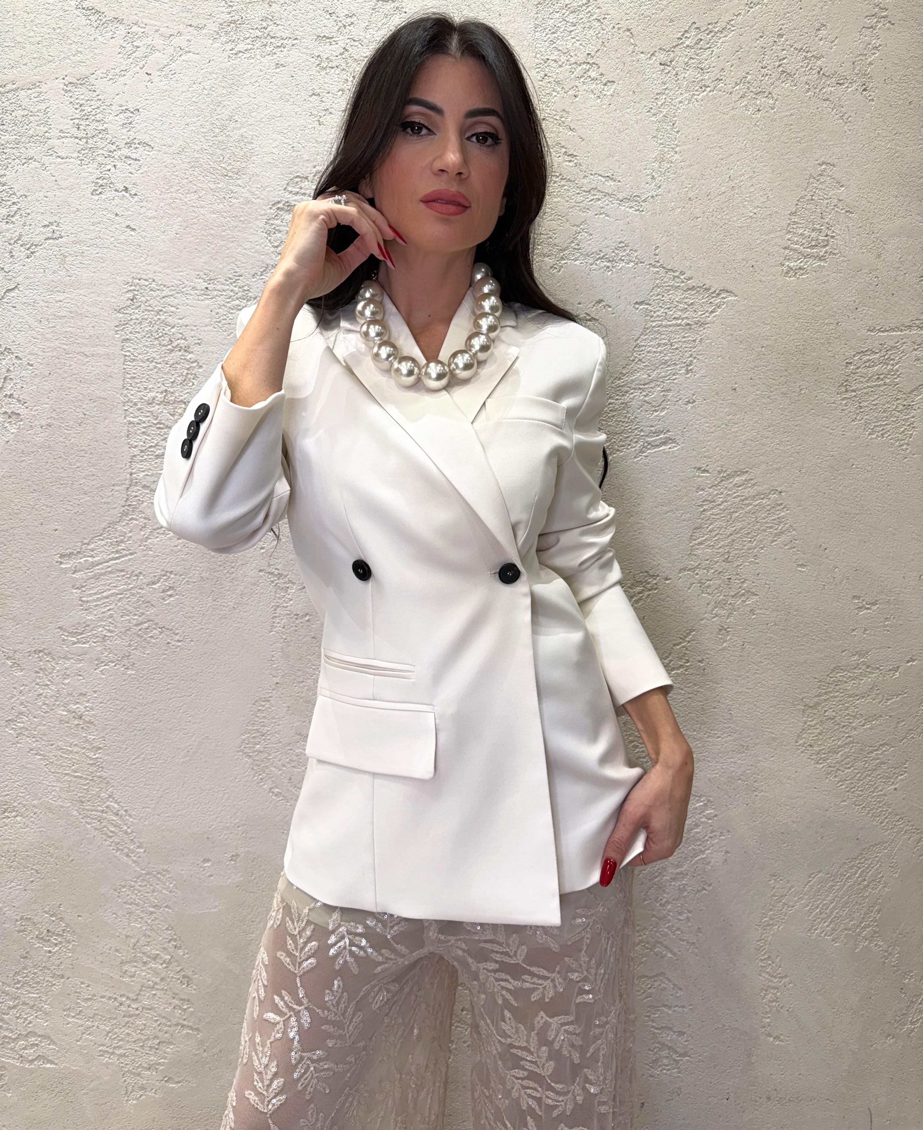 blazer doppio petto chiusura a clessidra TF2246 BURRO VICOLO