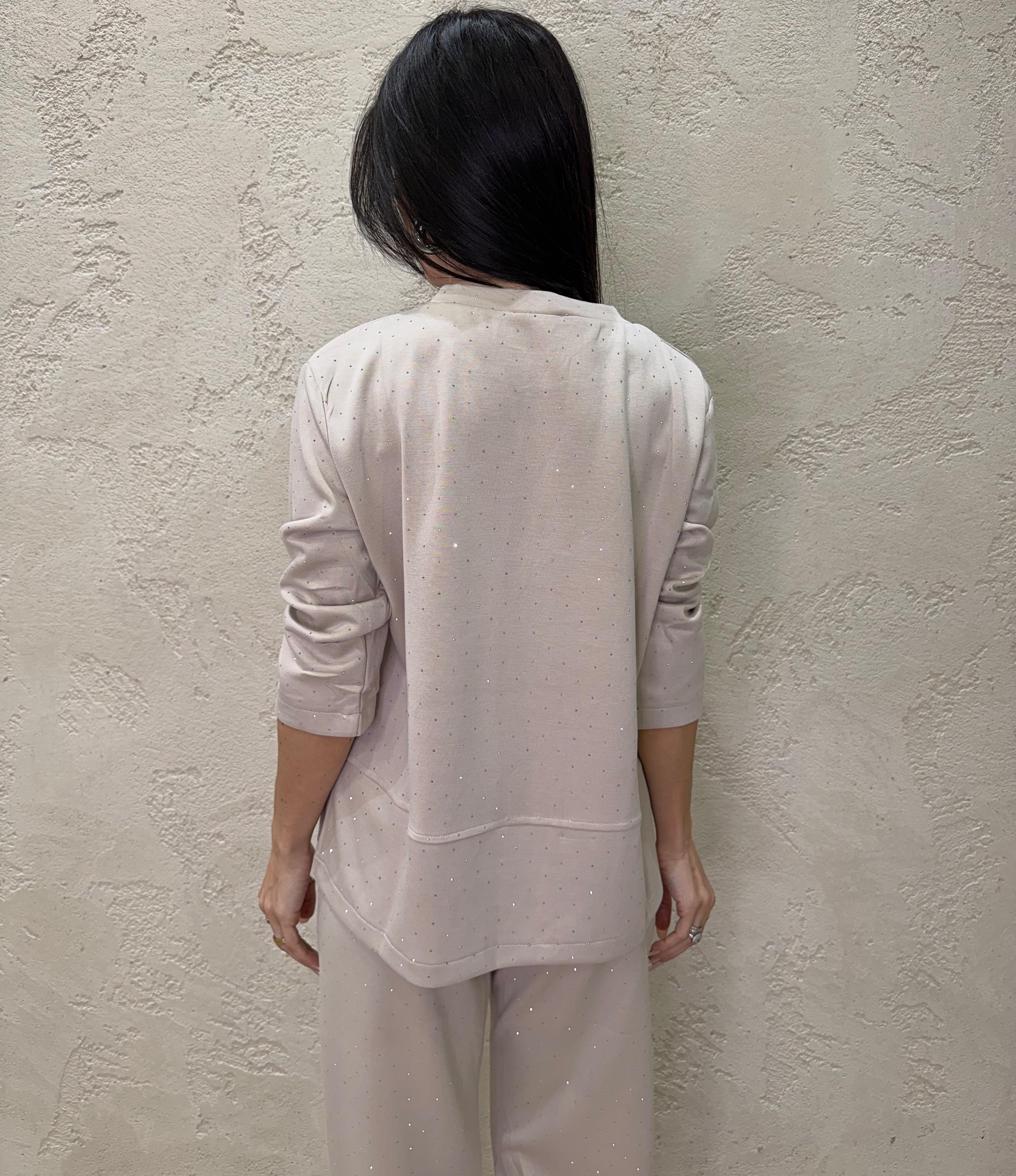 completo coordinato in felpa con strass COMPLETRASS BEIGE ELEVI