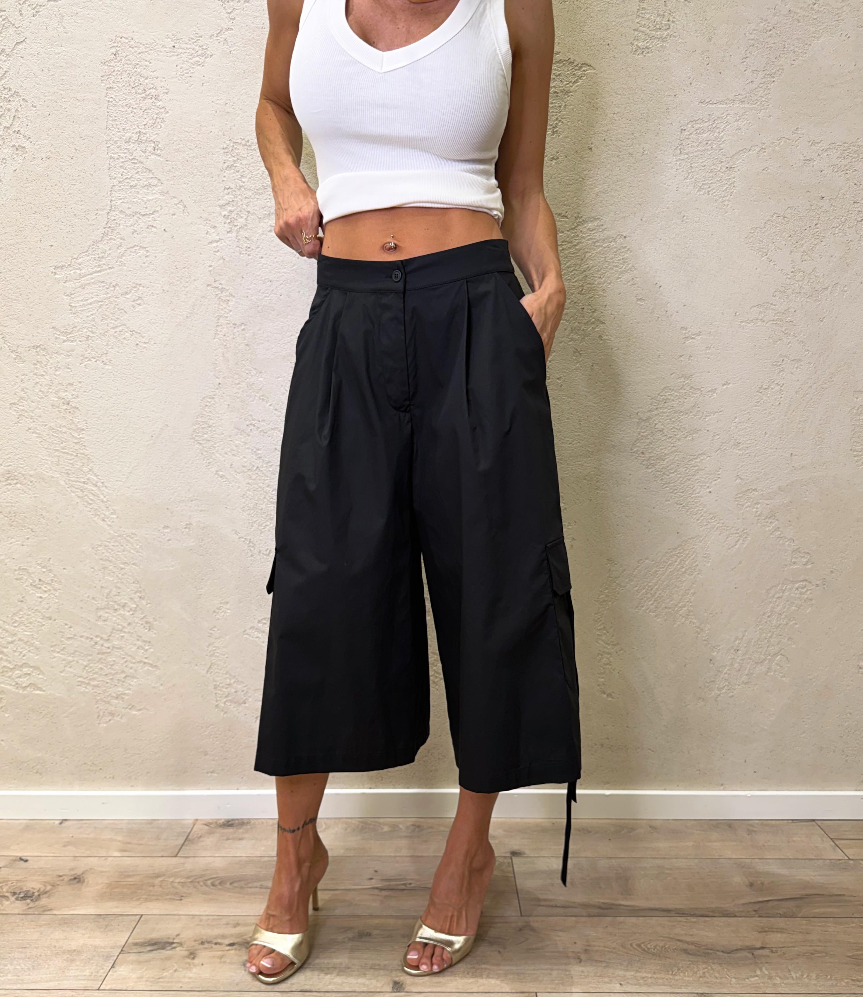 maxi bermuda cargo 100% cotone 39409 NERO TENSIONE IN