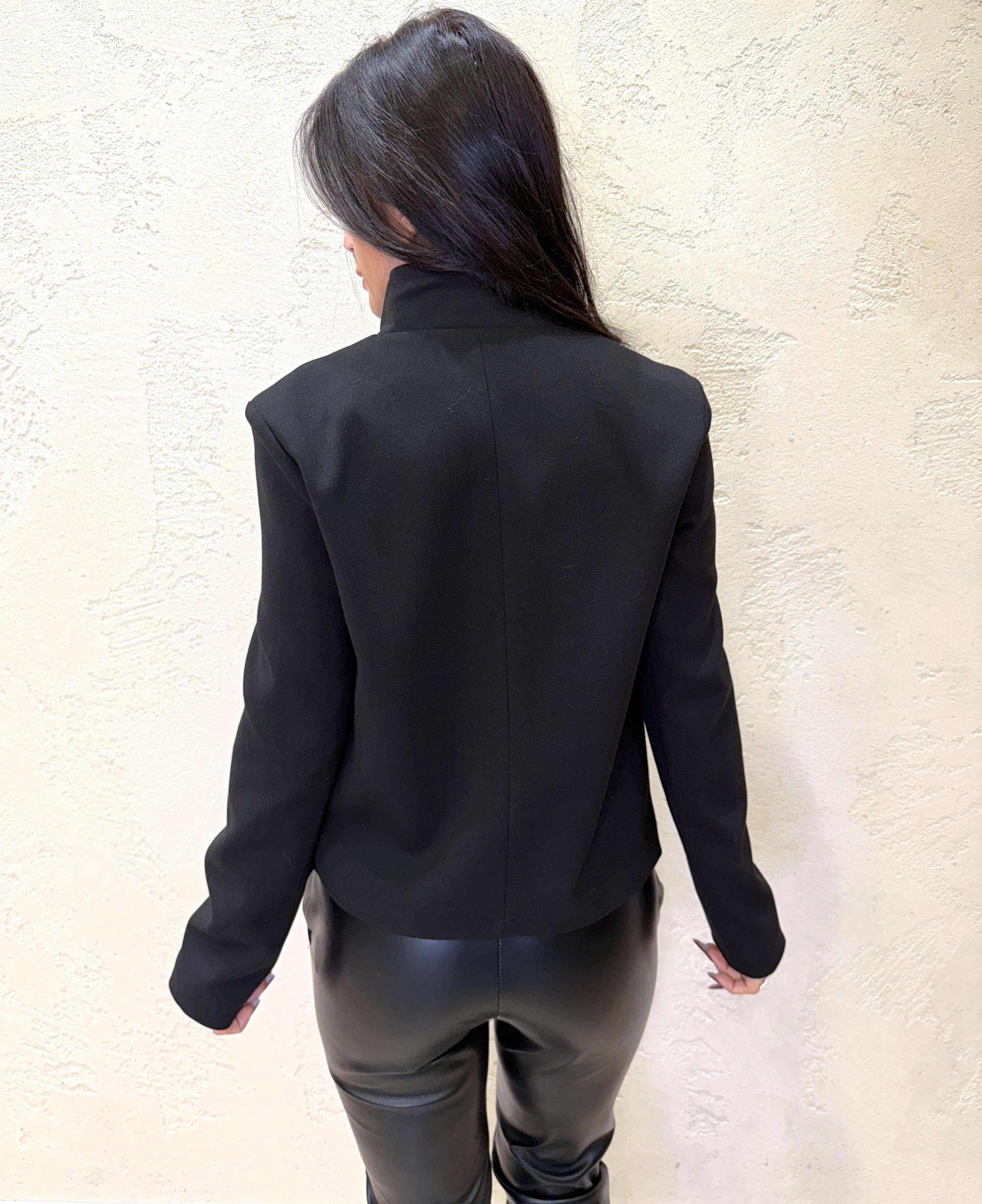 giacca doppiopetto con bottoni a contrasto PP287T505 NERO SUSY MIX