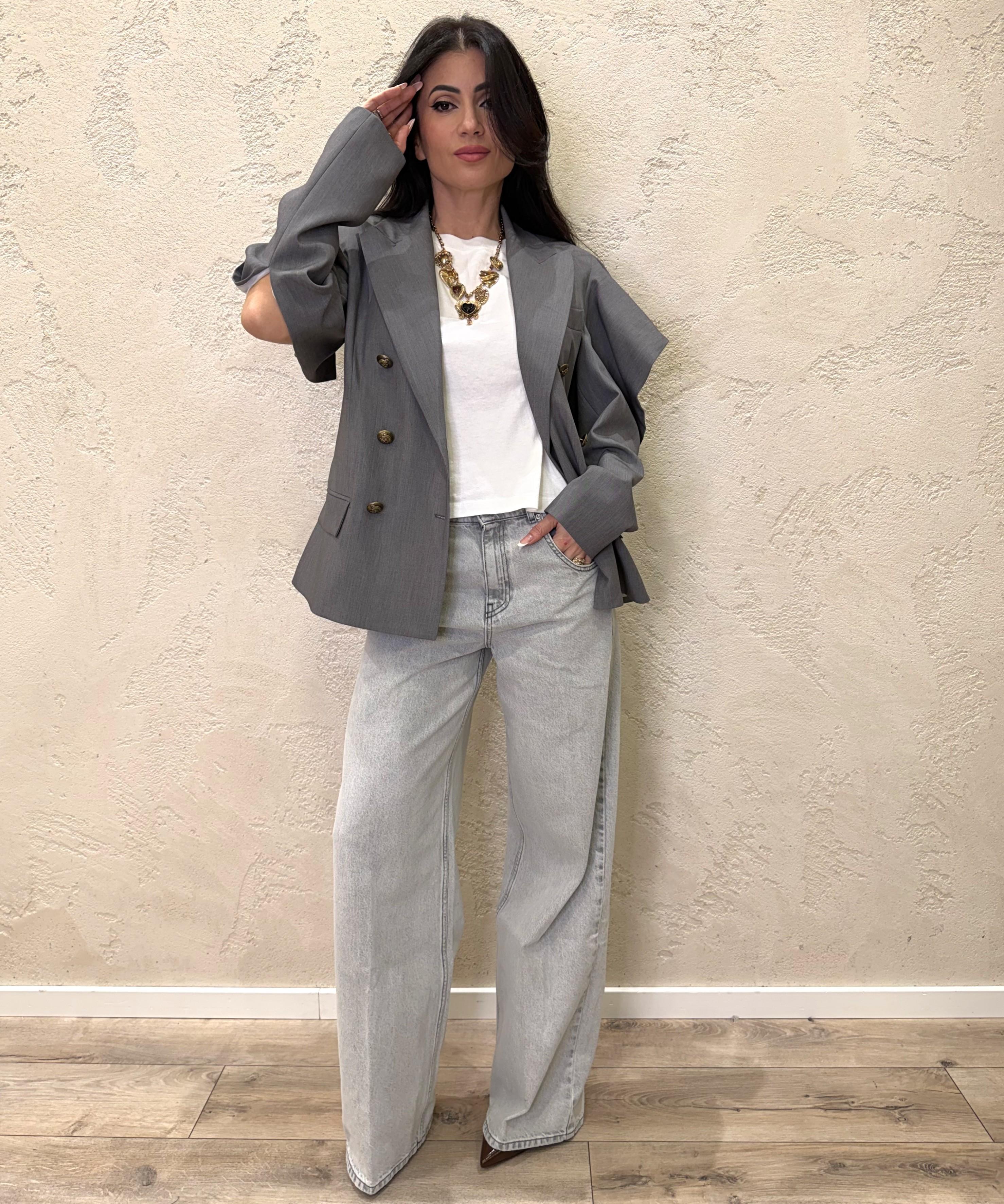 blazer doppio petto con spalle scoperte e rouge TAB0627 GRIGIO VICOLO