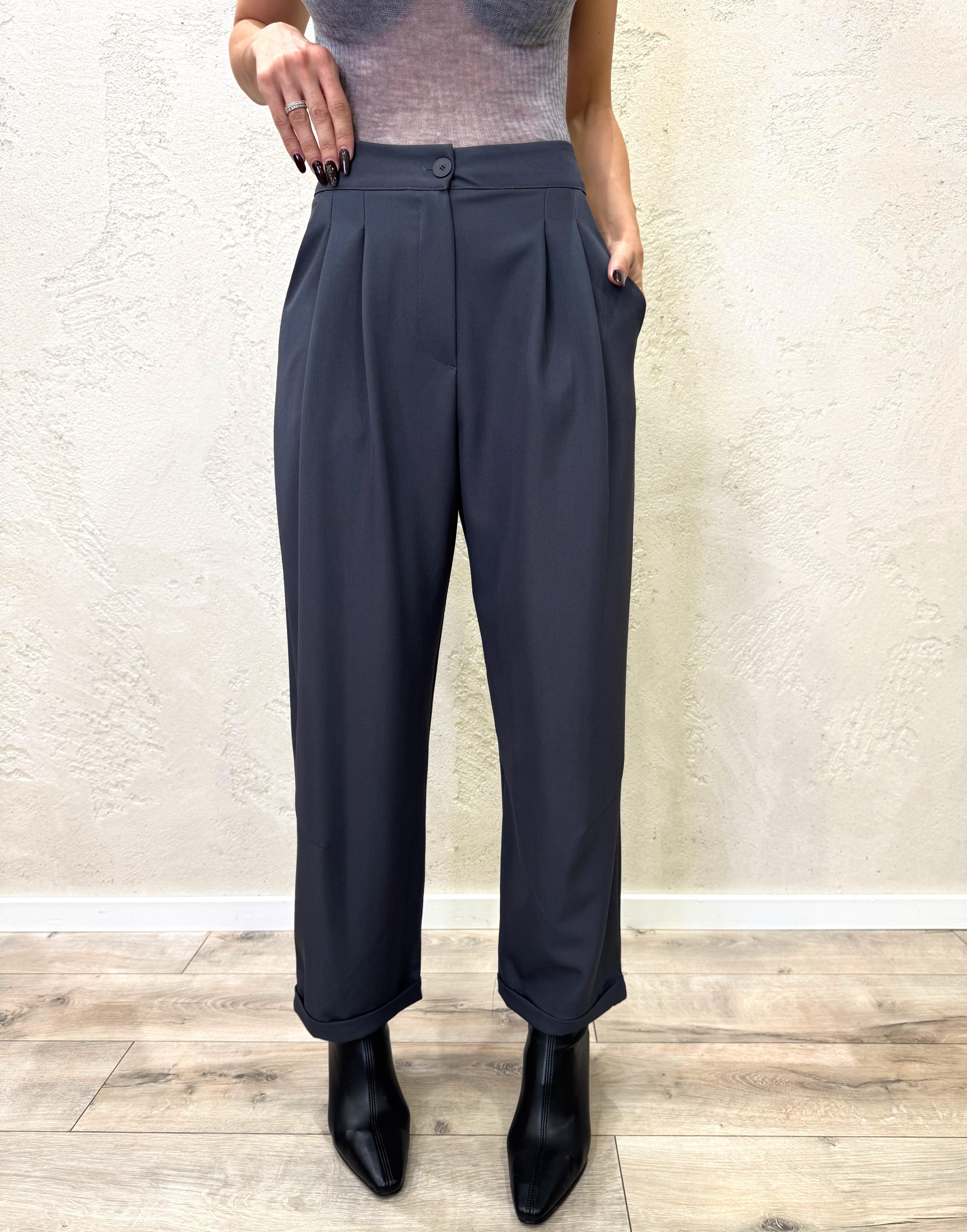 pantalone carrot fit con pinces TF0688 PIOMBO VICOLO