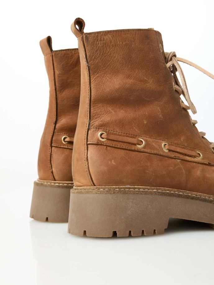 Stivaletto stringato in pelle SM17 CUOIO OVYE'