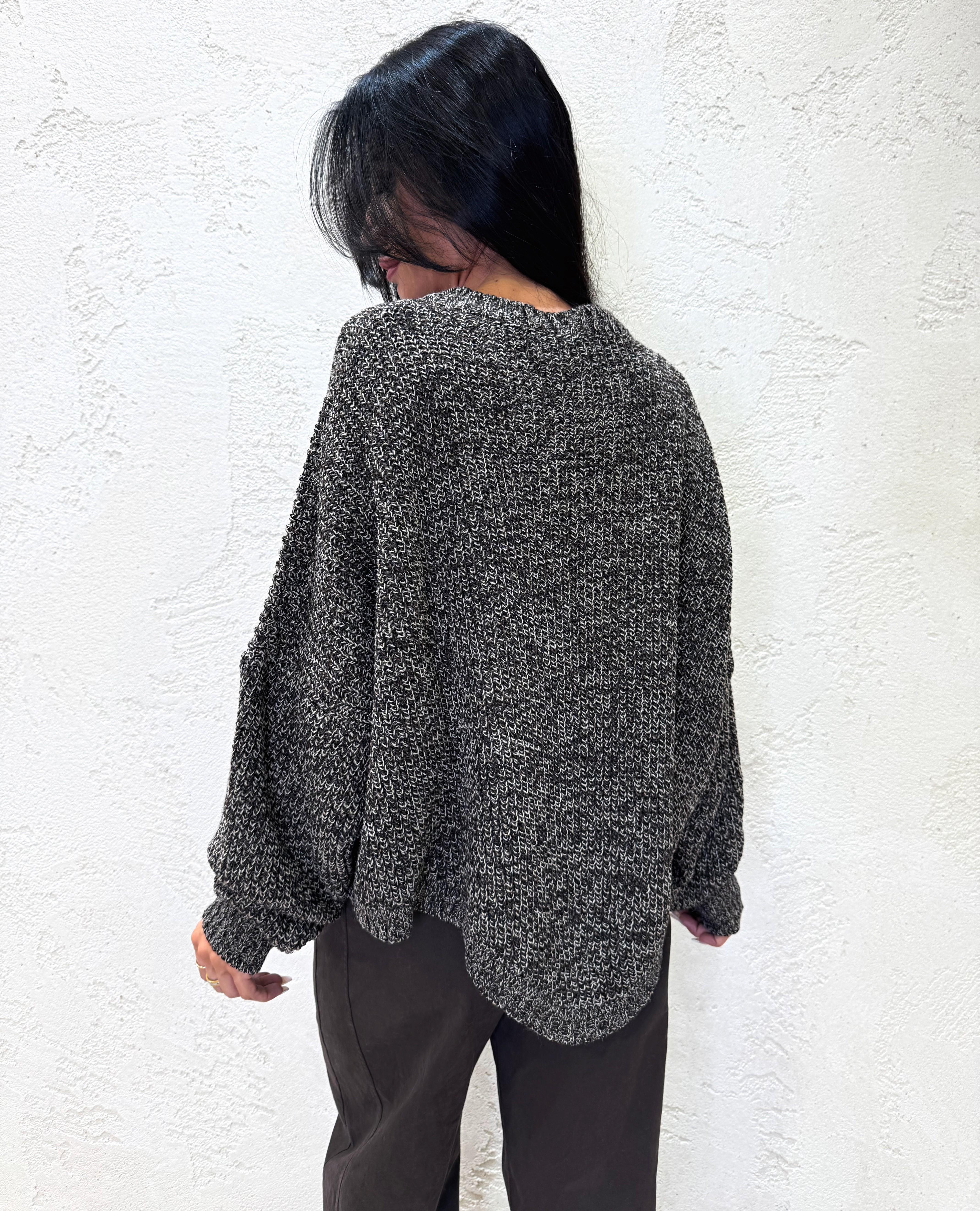 maglione misto lana e alpaca con orlo a v MAGV MARRONE ELEVI