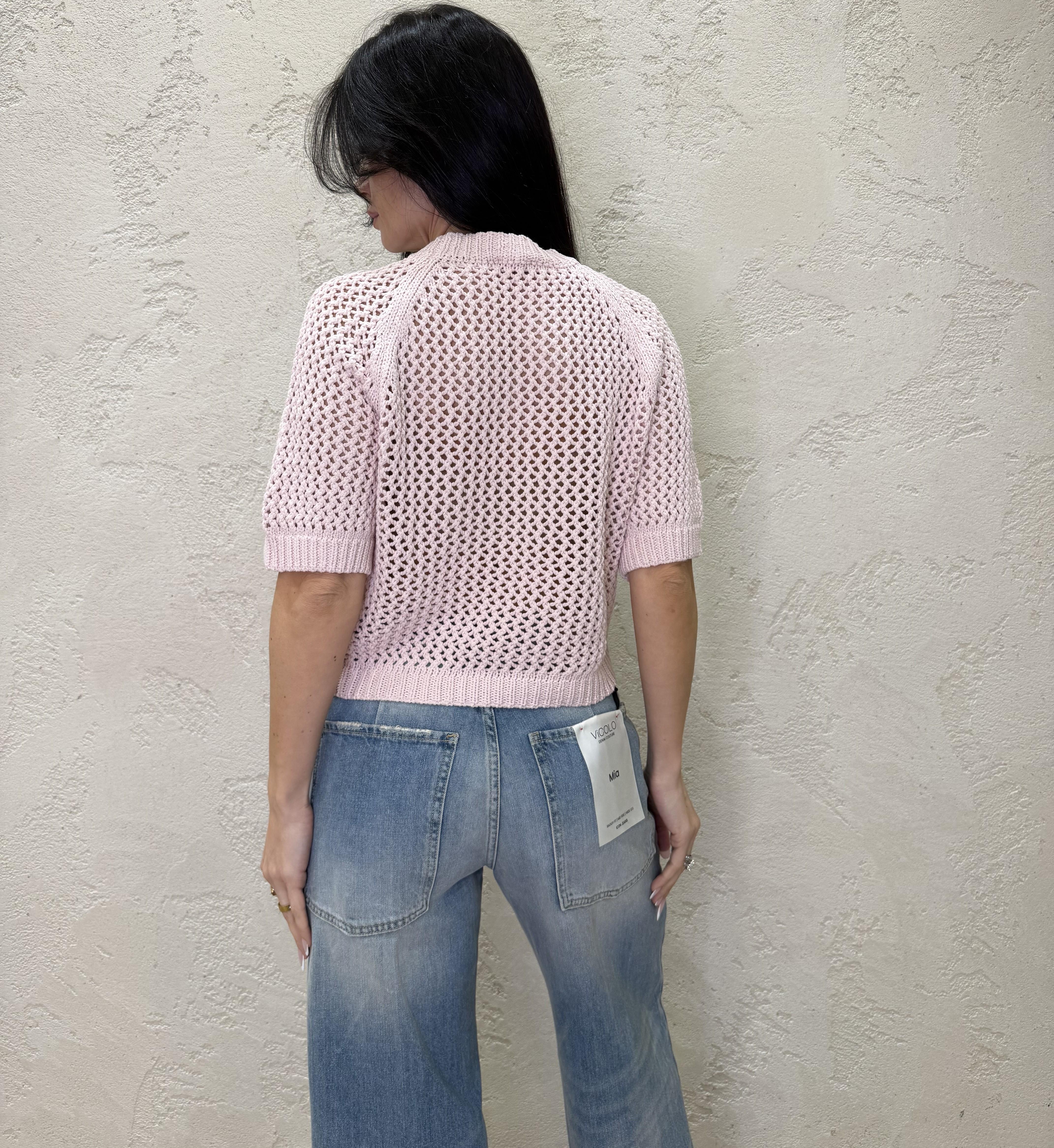 maglia traforata in 100% cotone 30009 ROSA SUSY MIX