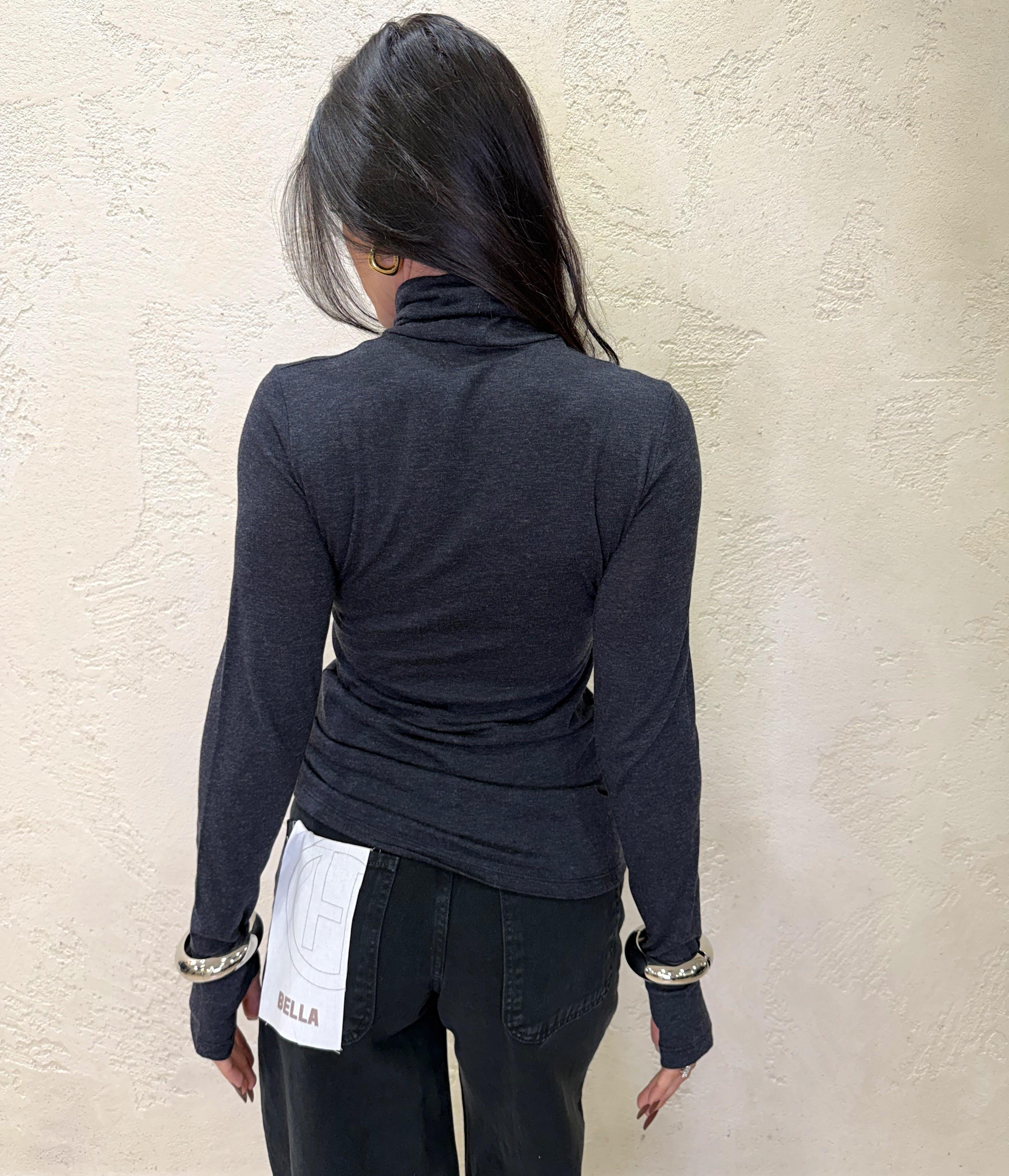 dolcevita in misto lana con manicotti UF0201 ANTRACITE VICOLO