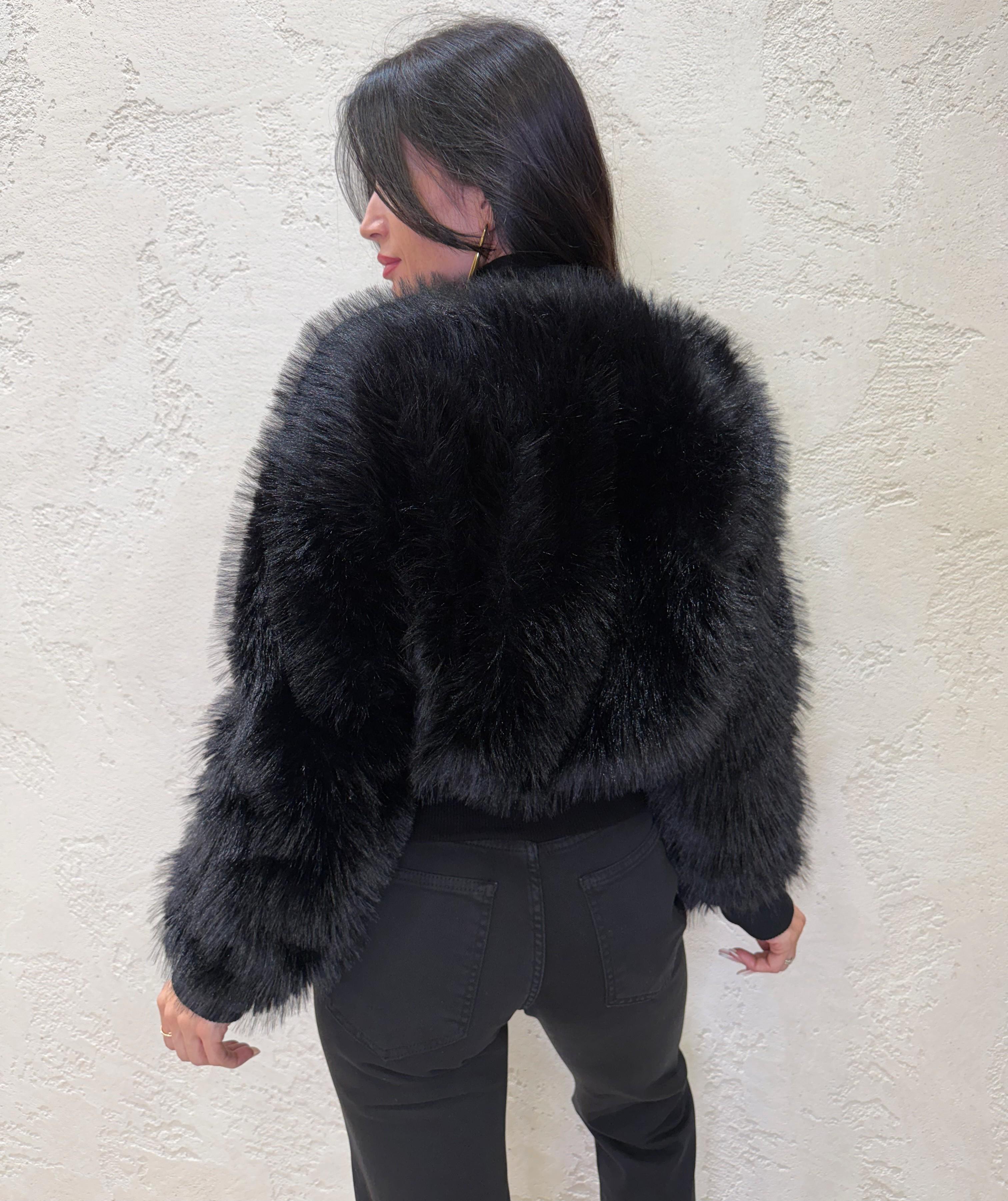 ecopelliccia a bomber 24863 NERO SUSY MIX