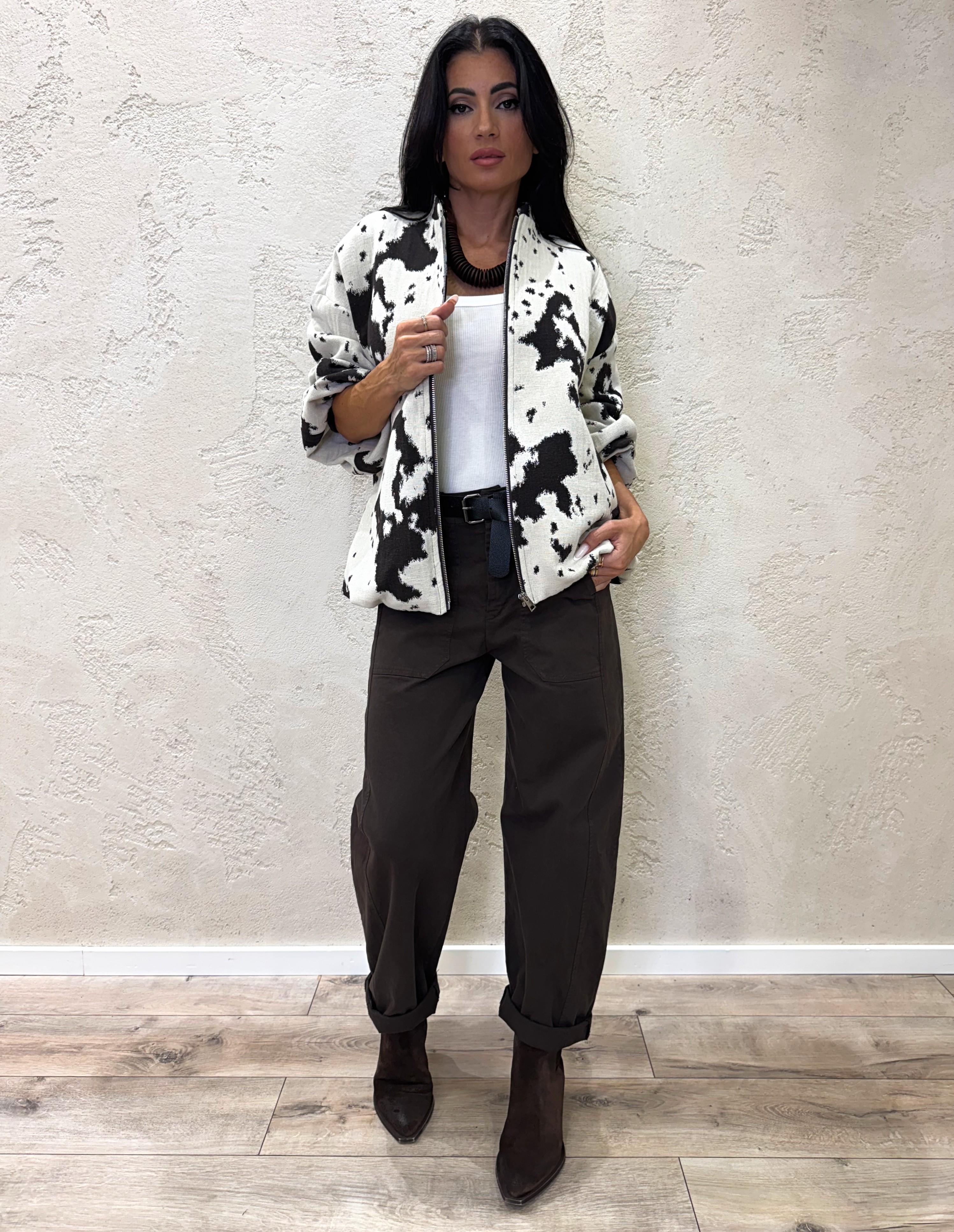 bomber oversize con stampa cow VHD3KCJ PANNA/MORO IMPERIAL