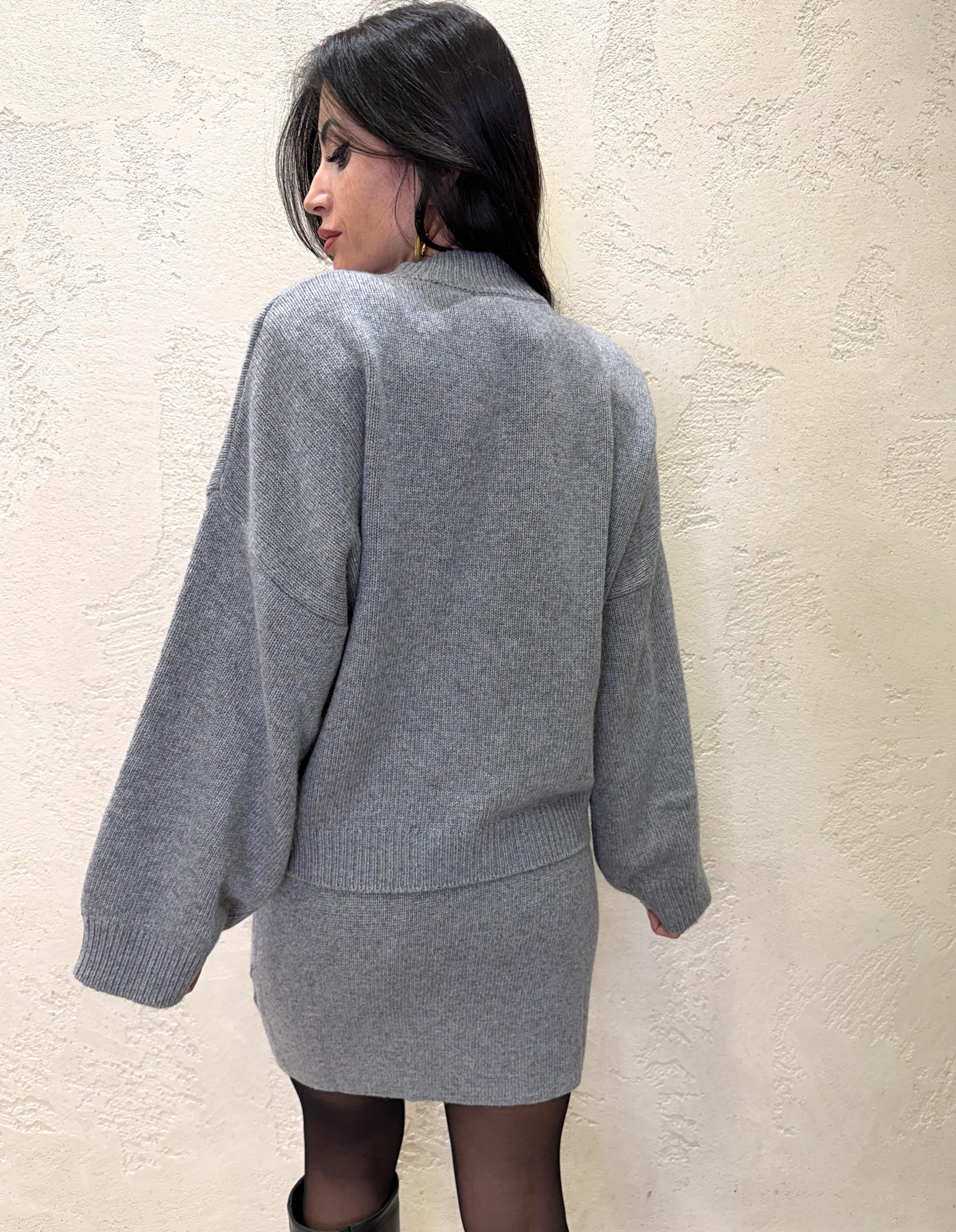 pull misto lana e cashmere con spalline rinforzate 55193F GRIGIO VICOLO