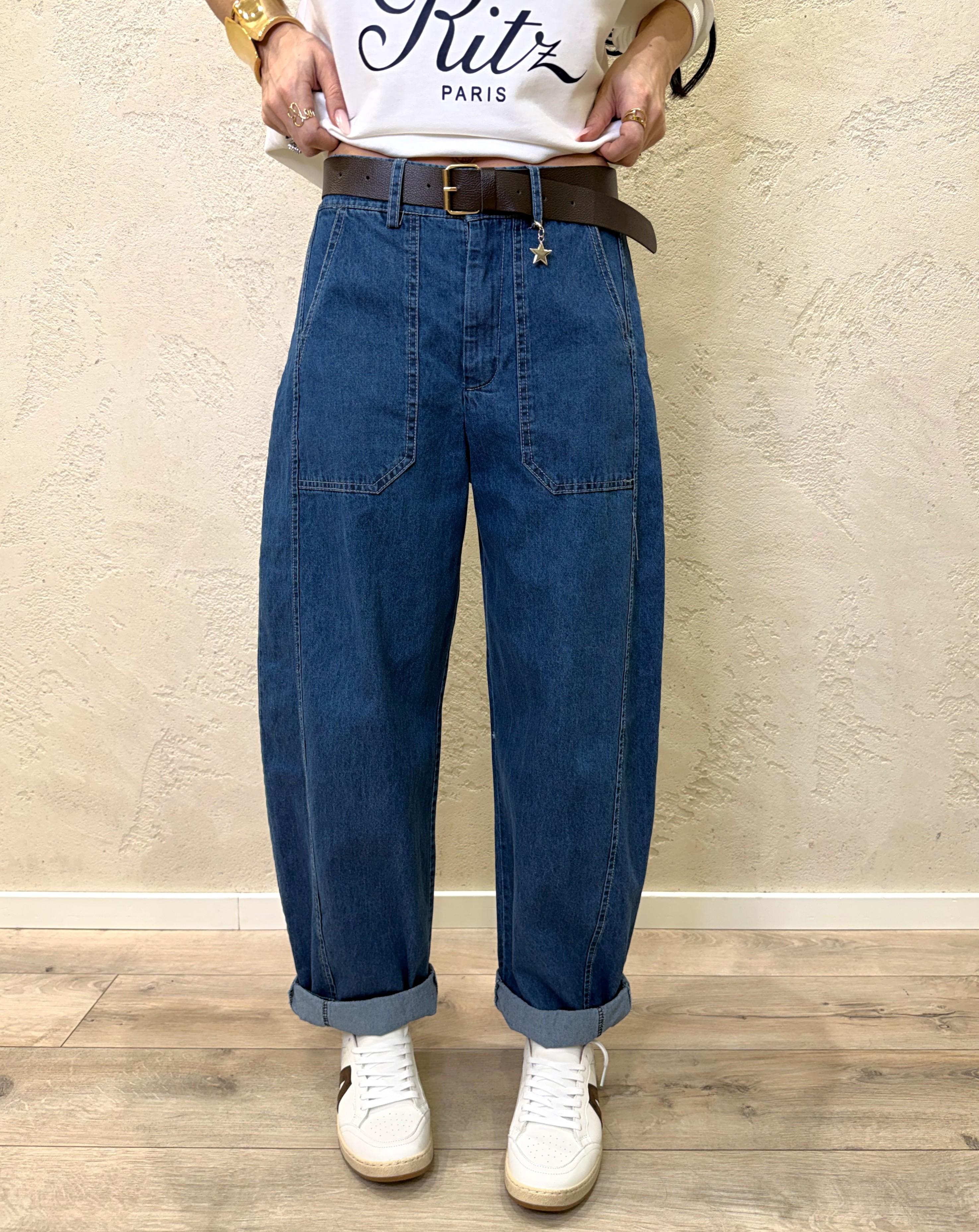 jeans modello baloon con maxi tasche frontali 38302 JEANS SUSY MIX