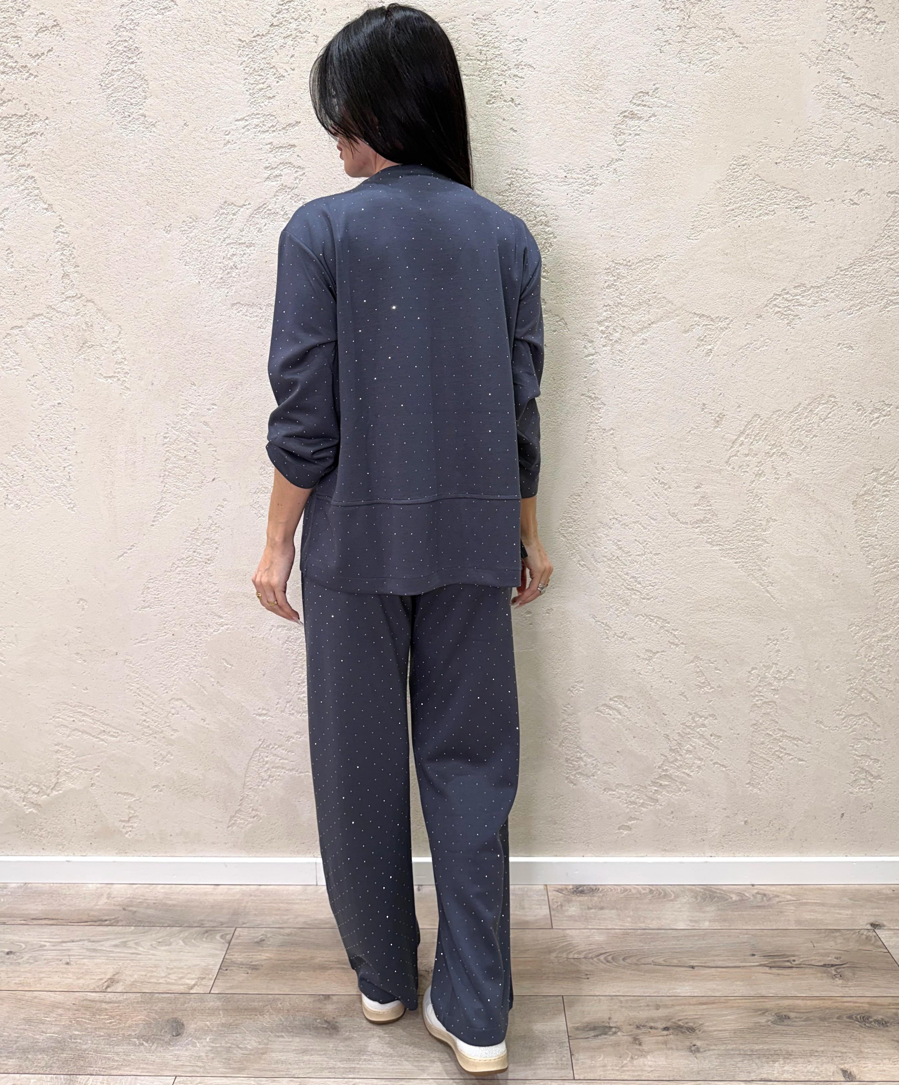 completo coordinato in felpa con strass COMPLETRASS ANTRACITE ELEVI
