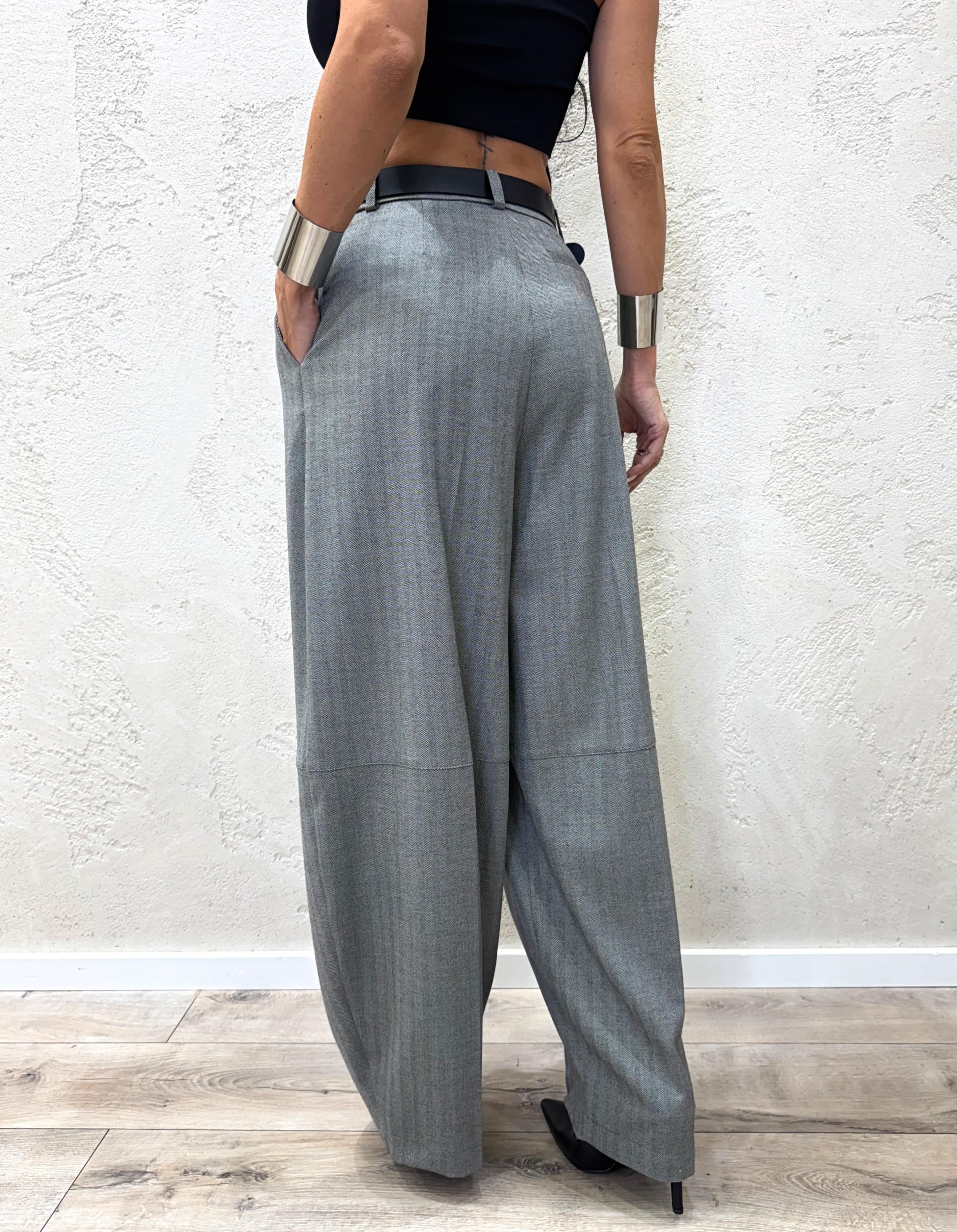 pantalone baloon fit a spina di pesce P6B4KGD GRIGIO IMPERIAL