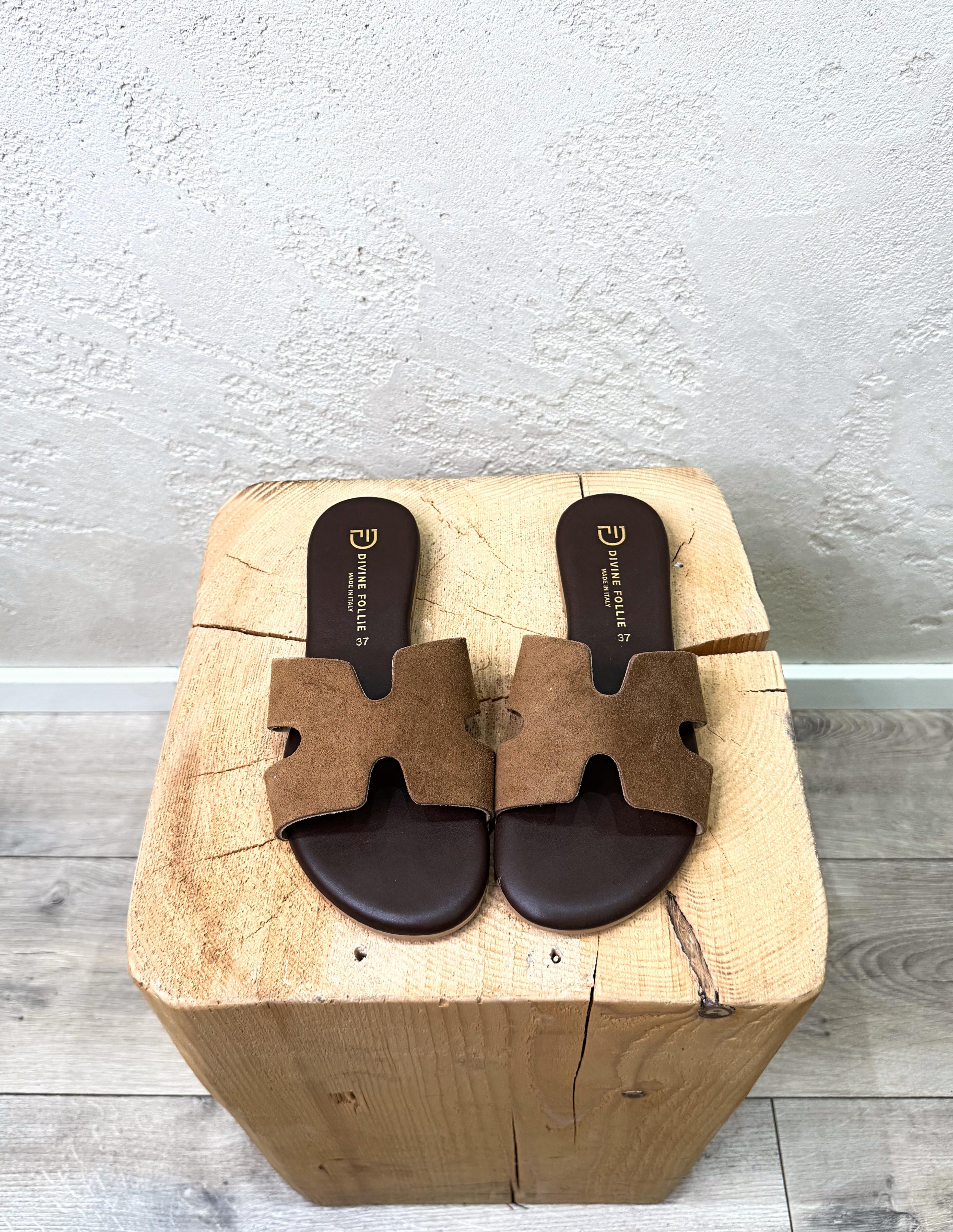ciabattina flat in vera pelle 1080 CUOIO DIVINE FOLLIE