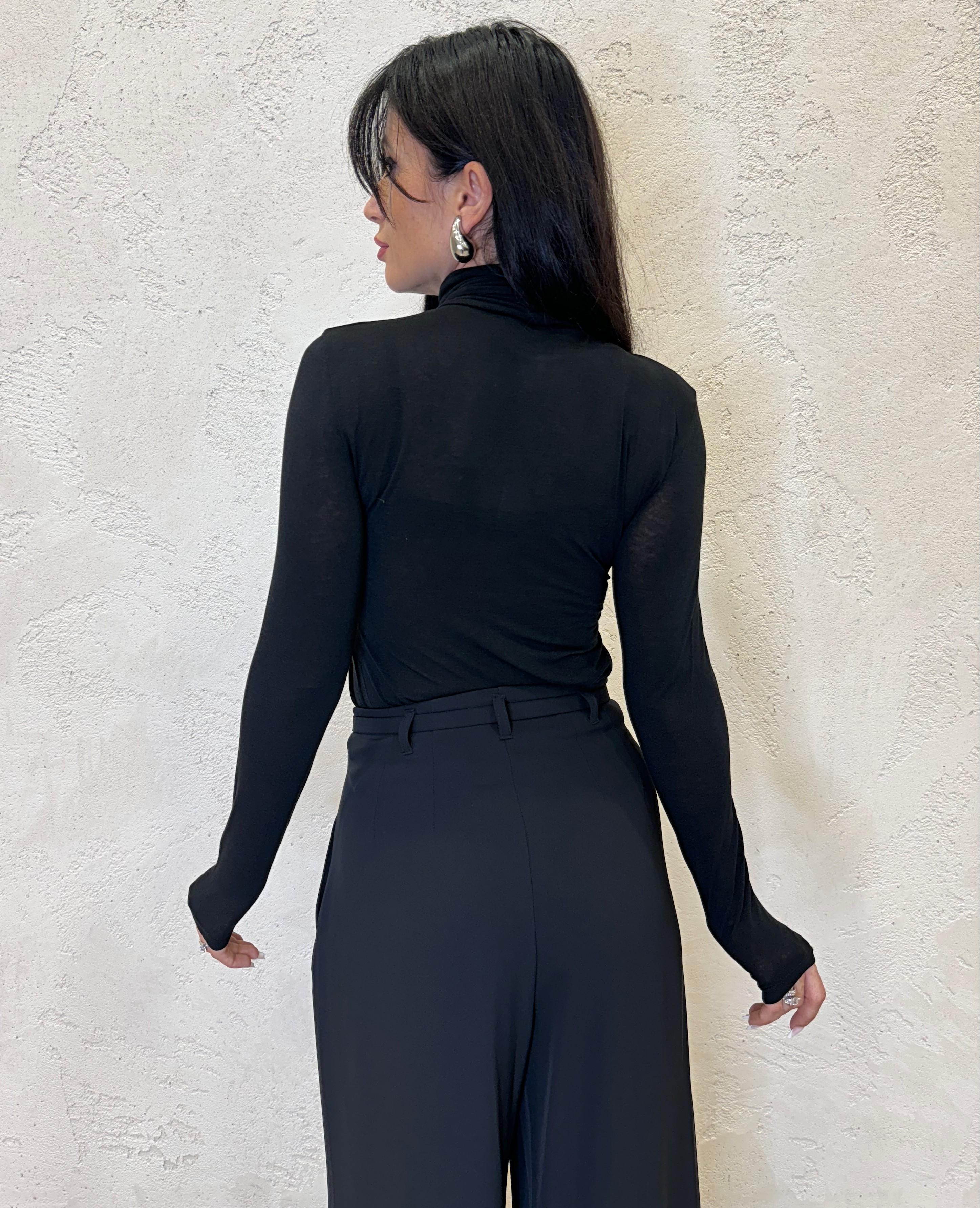 maglia misto cashmere con collo alto B05085 NERO SUSY MIX