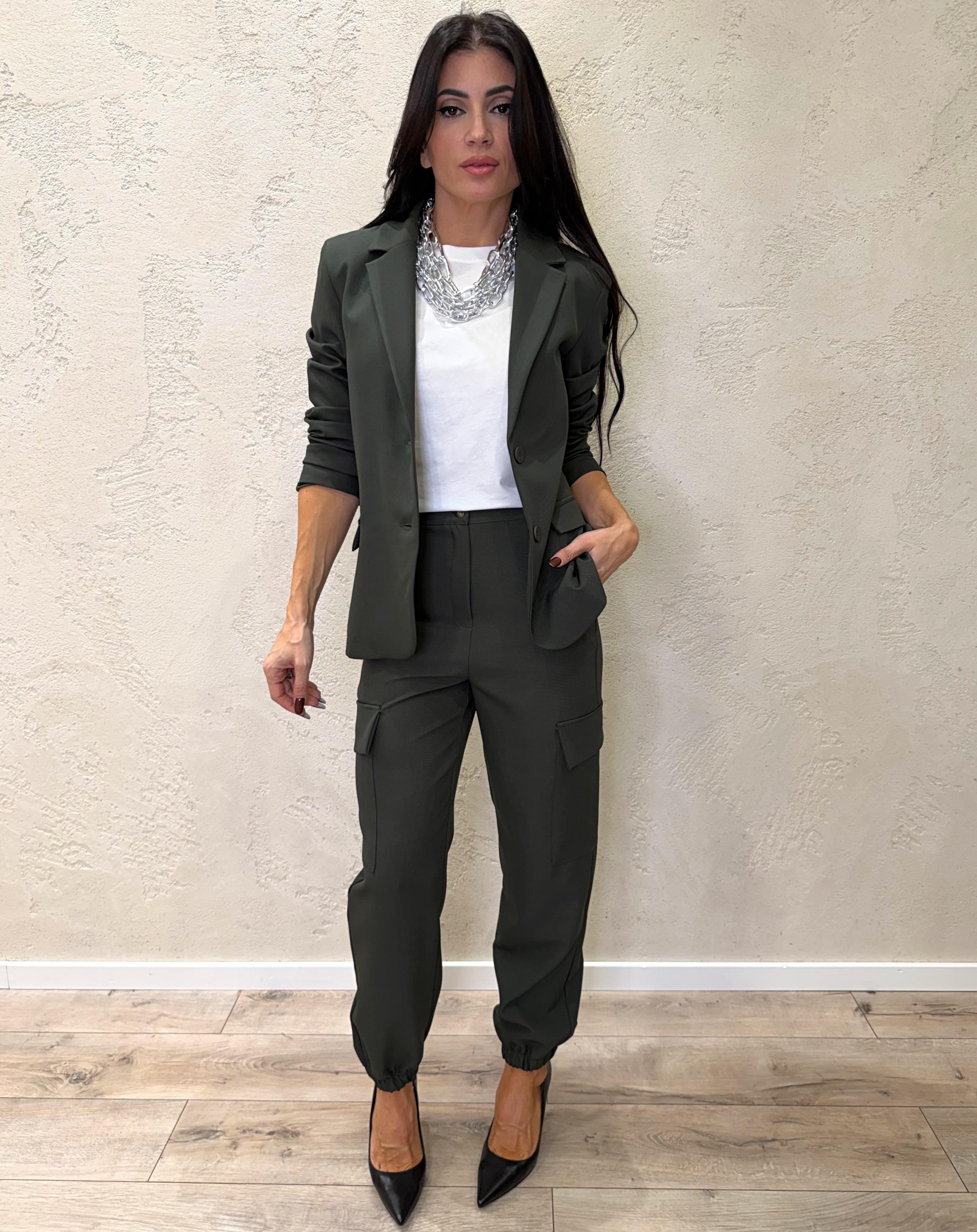 pantalone cargo con polsino TF1041 MILITARE VICOLO