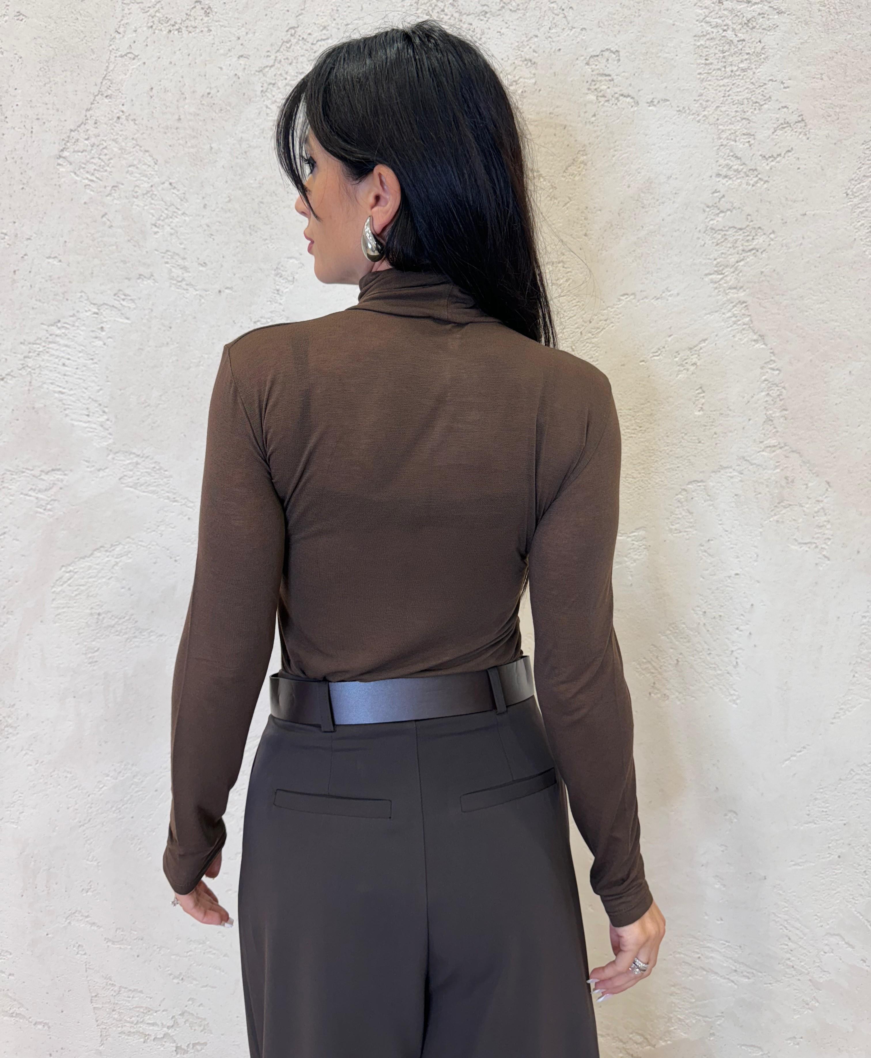 maglia misto cashmere con collo alto B05085 MORO SUSY MIX