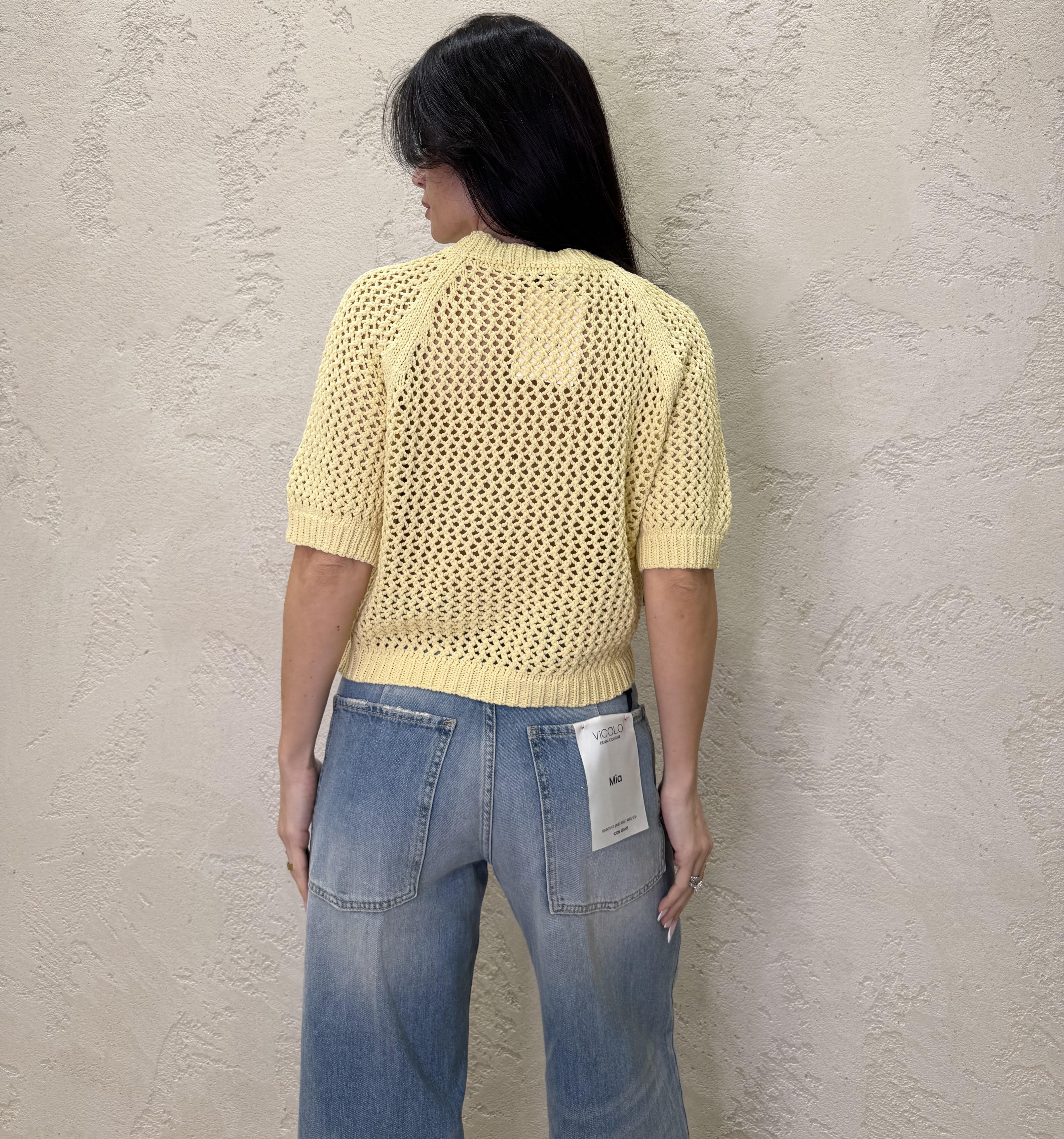 maglia traforata in 100% cotone 30009 GIALLO SUSY MIX