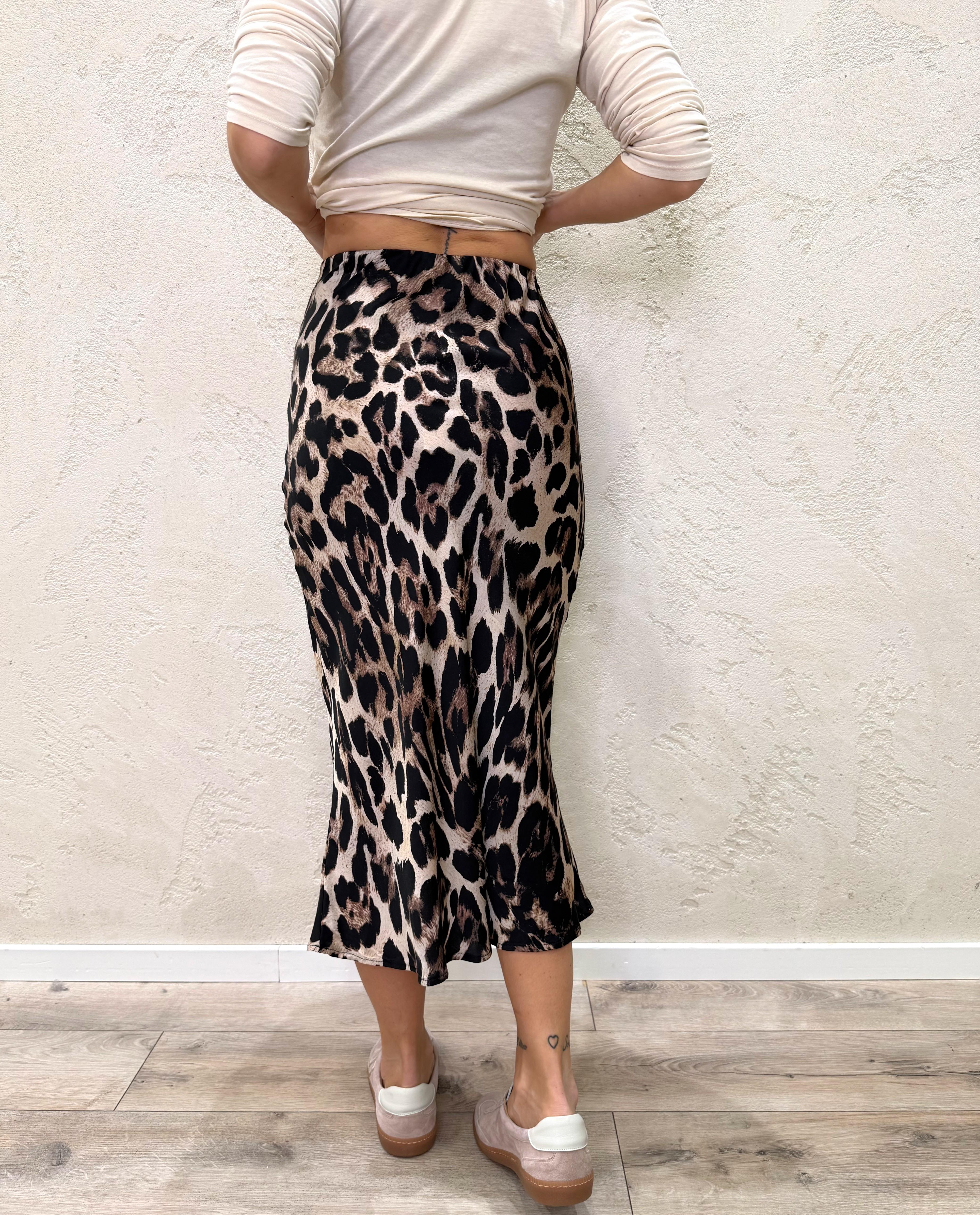 gonna lunga in satin leopardata 24208VM LEOPARDATO SUSY MIX