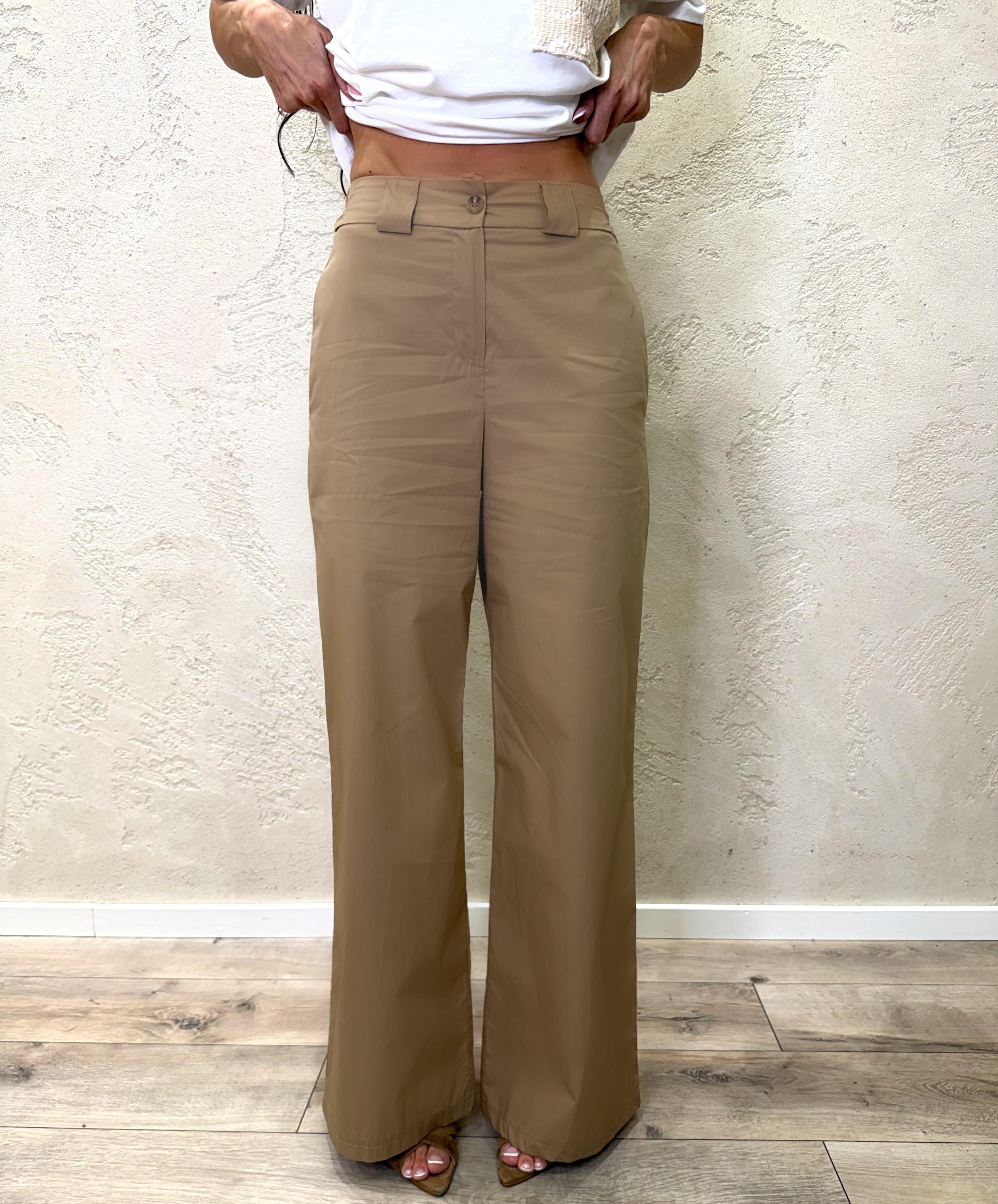 pantalone a gamba dritta in 100% cotone 26P4934 COGNAC TENSIONE IN