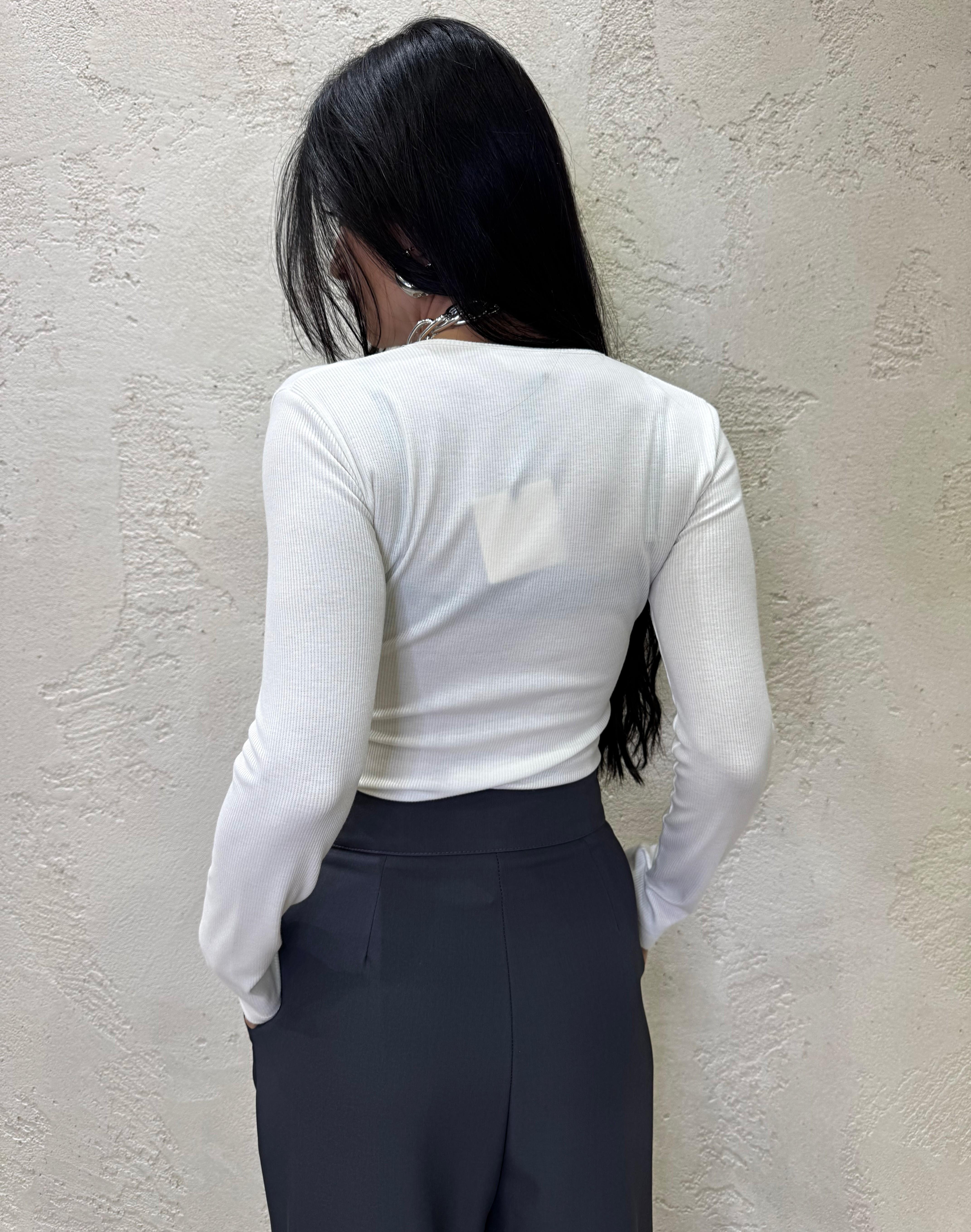 body a costine con bottoni UF0093 BIANCO VICOLO