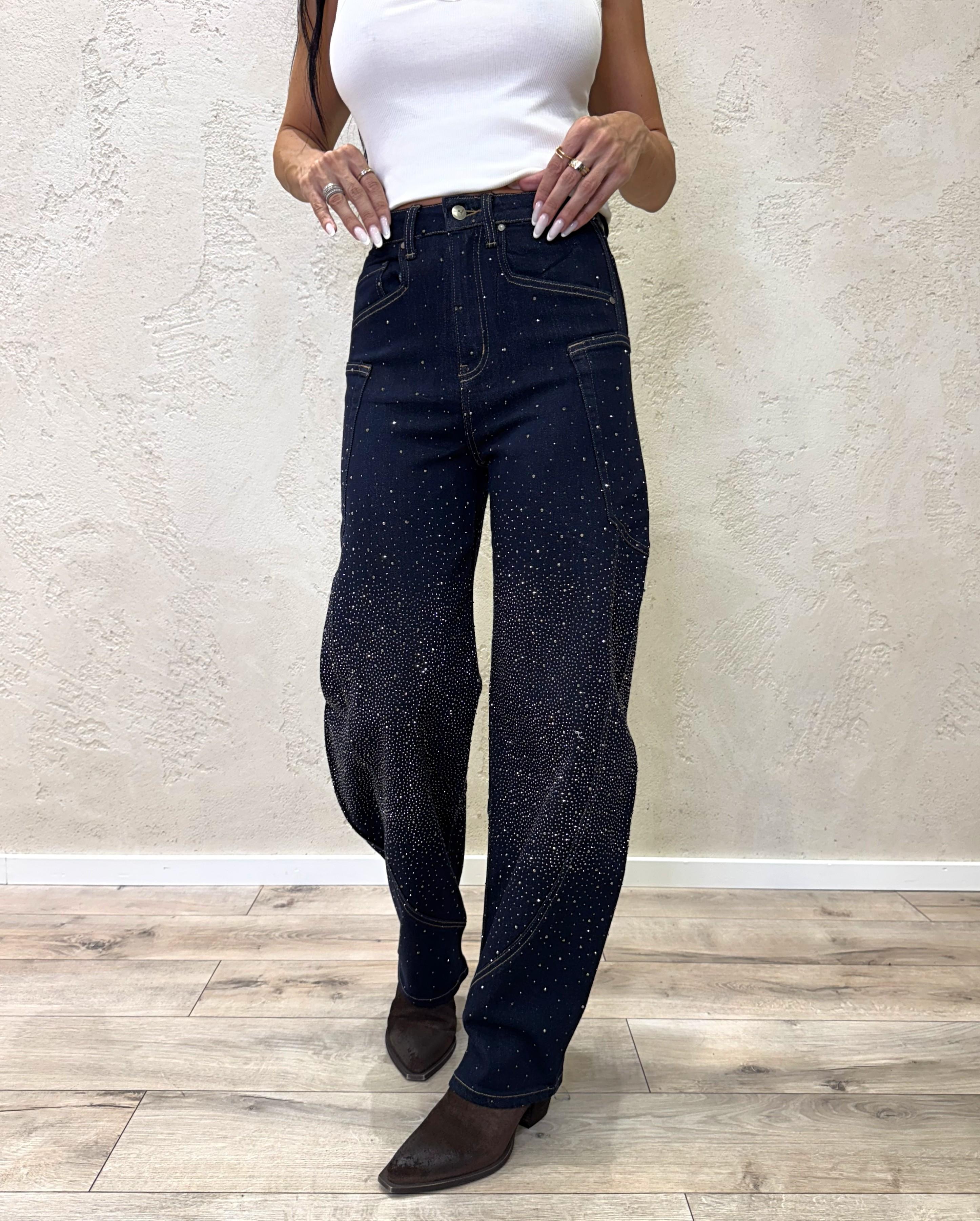 jeans baloon fit modello work con strass JNWORKSTRASS BLU NOTTE ELEVI
