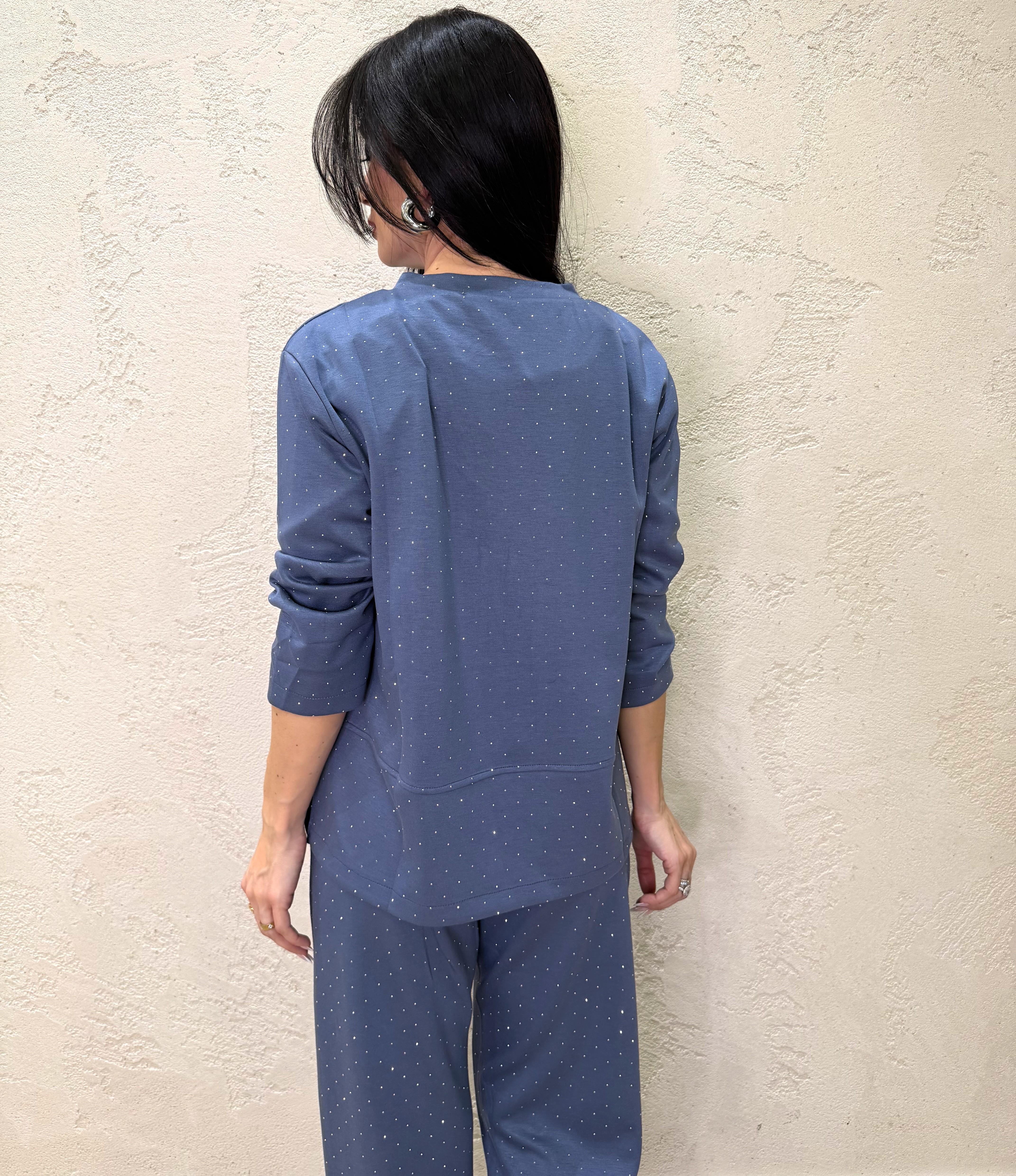 completo coordinato in felpa con strass COMPLETRASS JEANS ELEVI