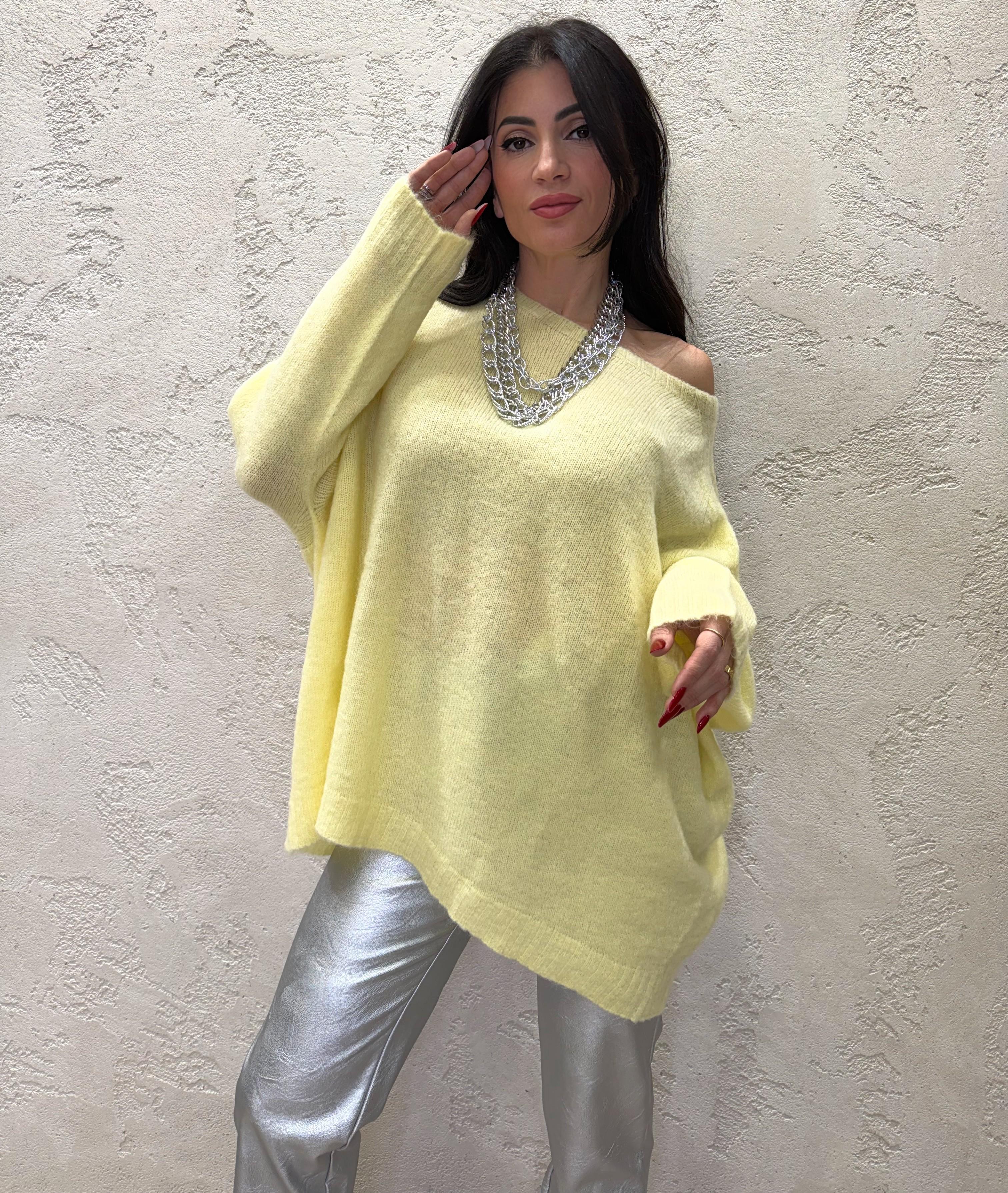 pull misto mohair a scatoletta vestibilità oversize 55225F GIALLO VICOLO