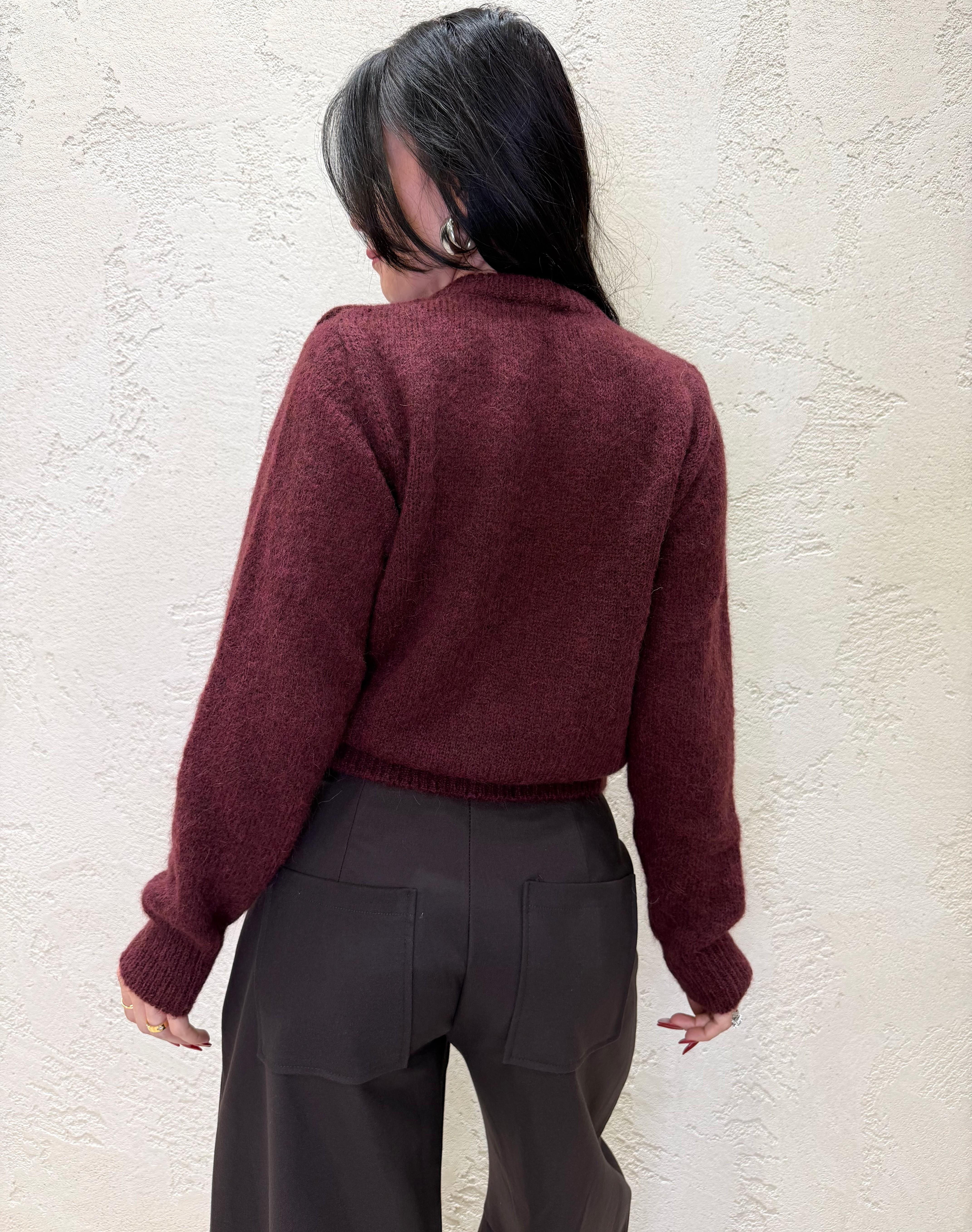 cardigan misto lana e alpaca 55195F VINO VICOLO