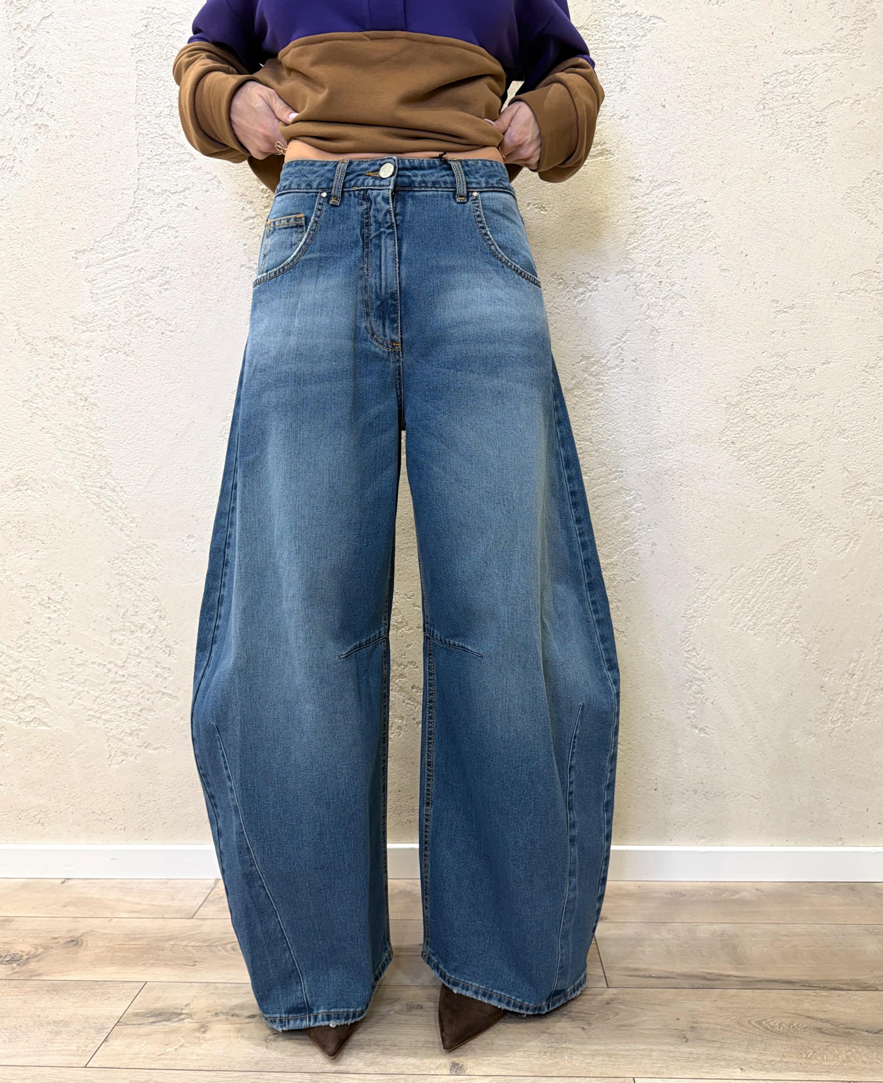jeans in tela ferma modello louvre barrel fit P314J119W671 DENIM TENSIONE IN