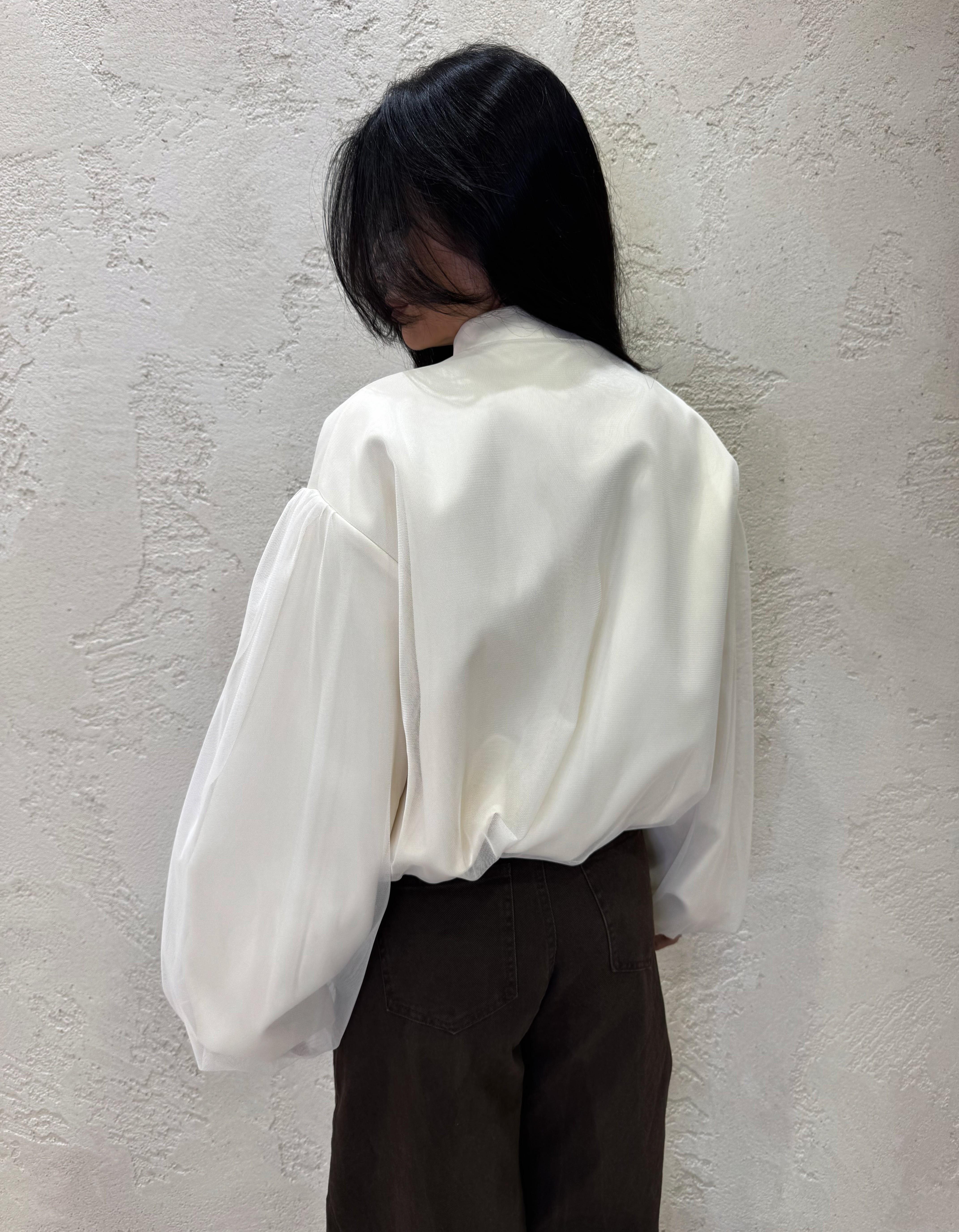 bomber in tulle VHN3KAI BIANCO IMPERIAL