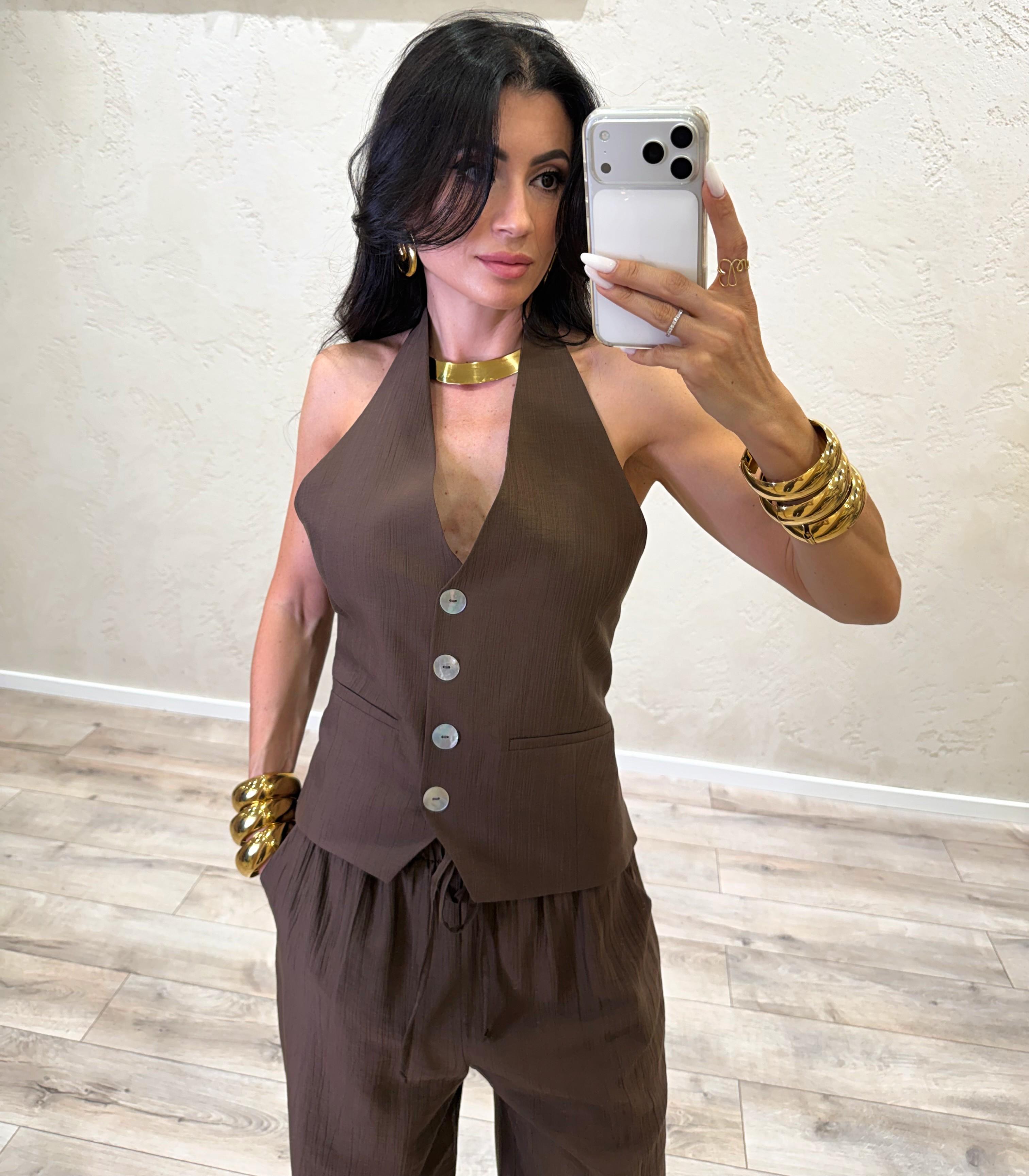 gilet con schiena scoperta LIA-Q045 MORO HAVEONE