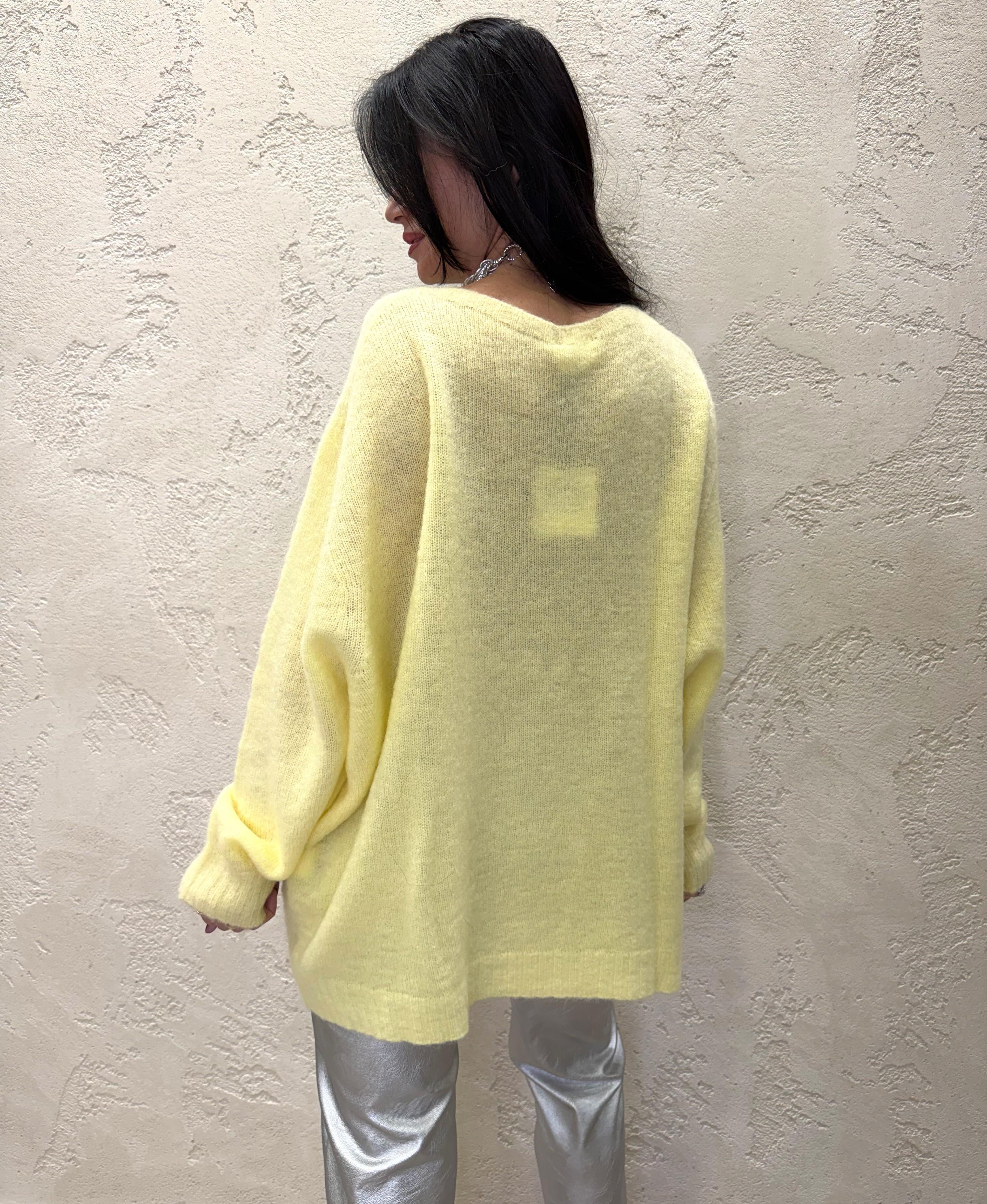 pull misto mohair a scatoletta vestibilità oversize 55225F GIALLO VICOLO