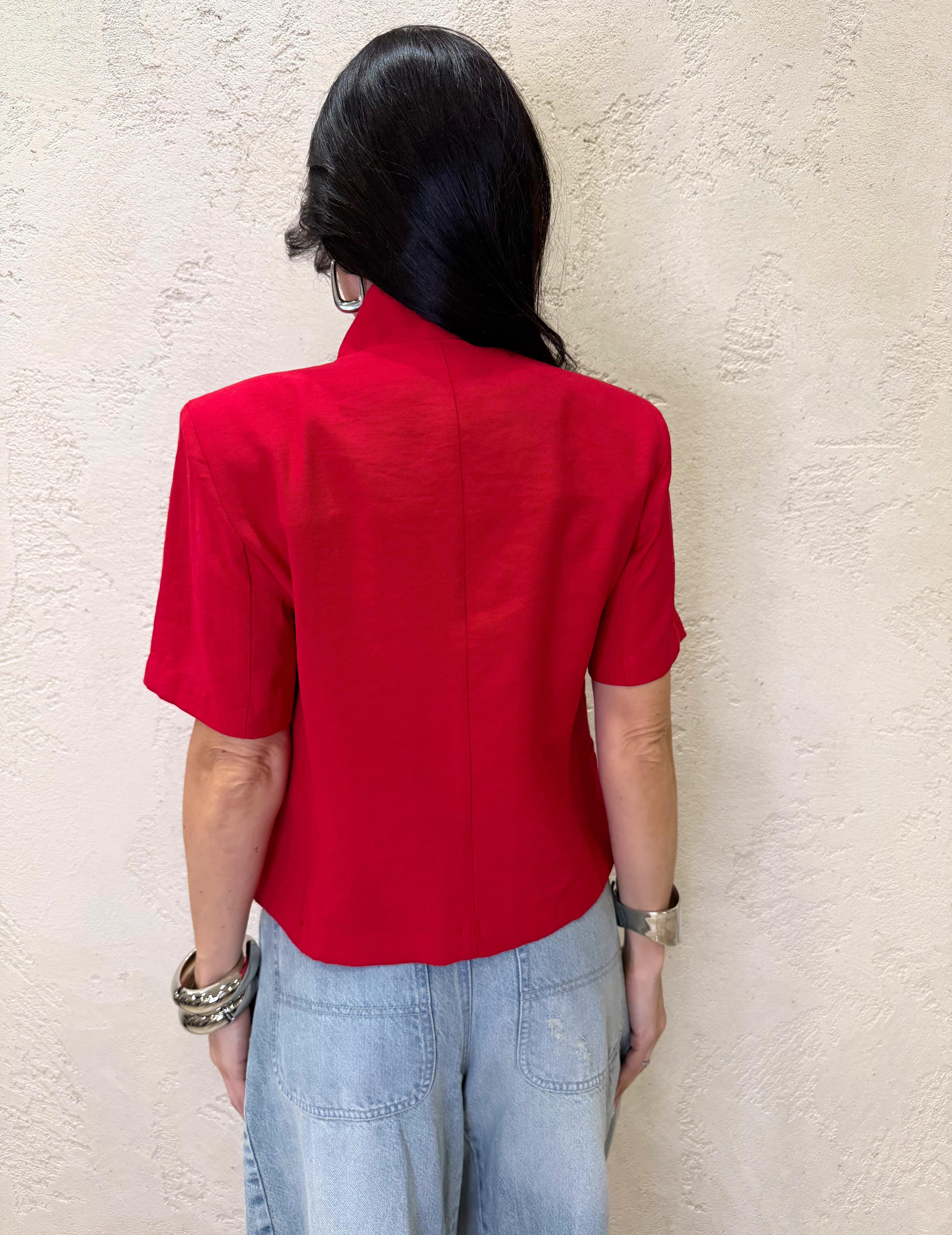 giacca manica corta con collo alla coreana e chiusura asimmetrica JMN-Q116 ROSSO HAVEONE